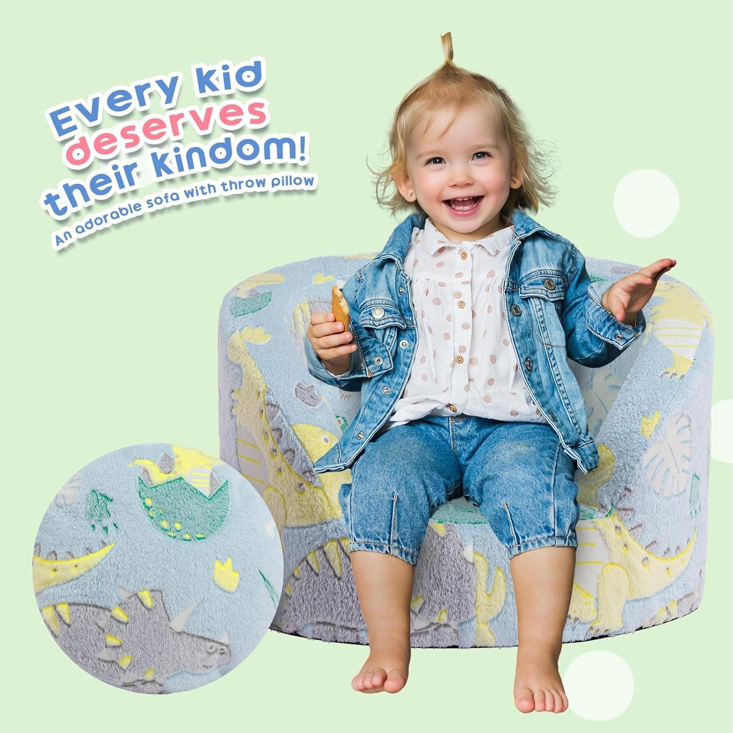 Sofá Infantil ALIMORDEN Dinosaurio, Sillón de Espuma 60cm