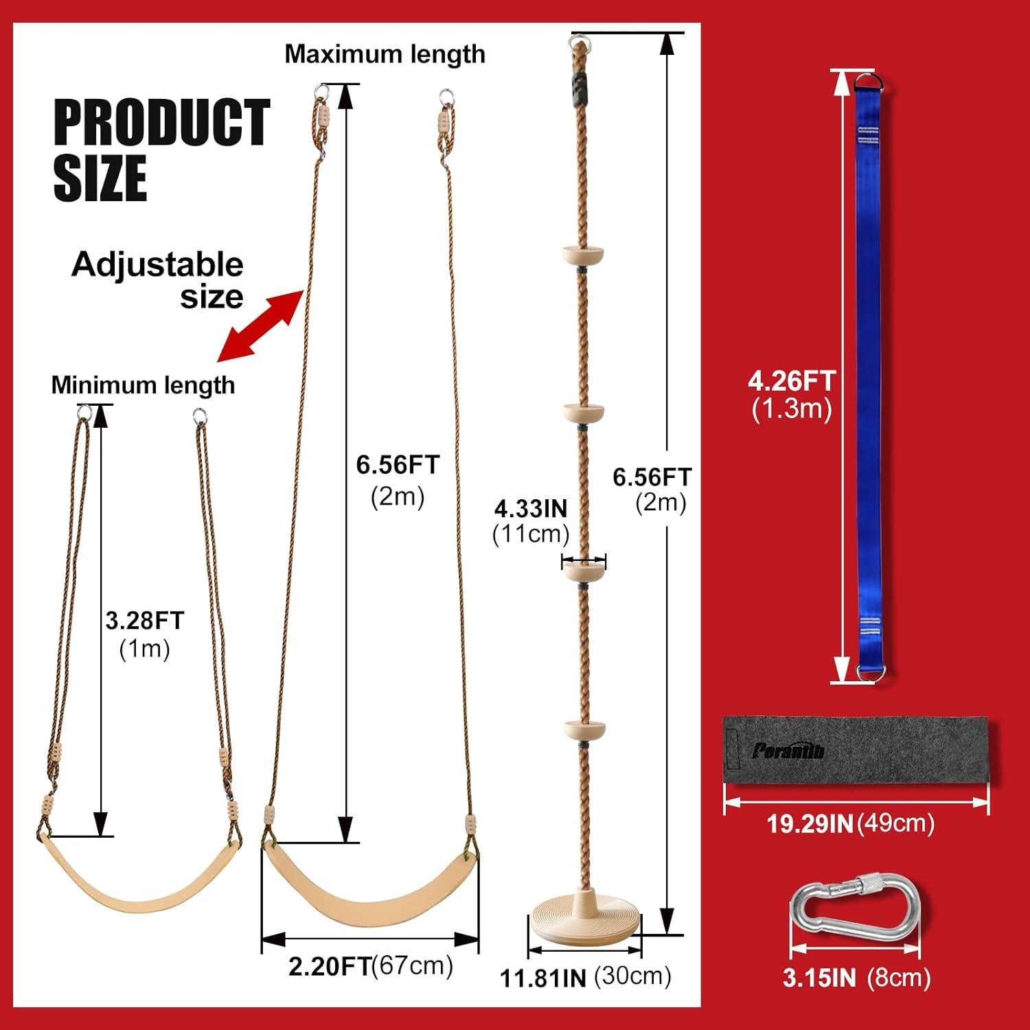 Columpio de árbol Perantlb con cuerda de escalar Caqui 2.01m