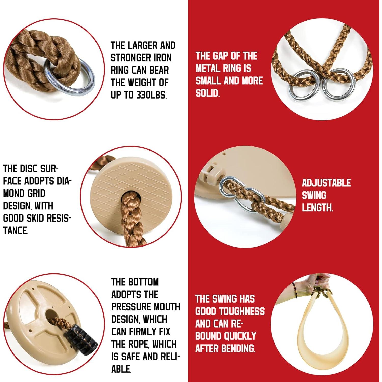 Columpio de árbol Perantlb con cuerda de escalar Caqui 2.01m