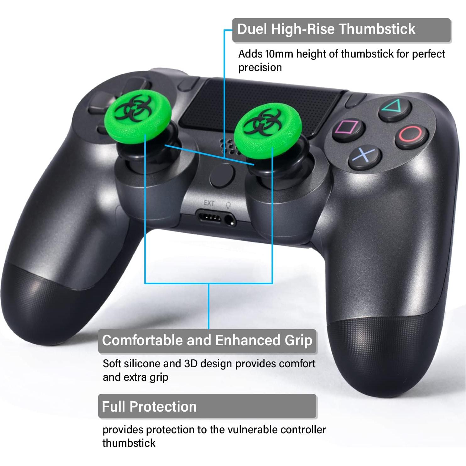 Extensor de Thumbstick PlayRealm PS5/PS4 + Agarre Silicona