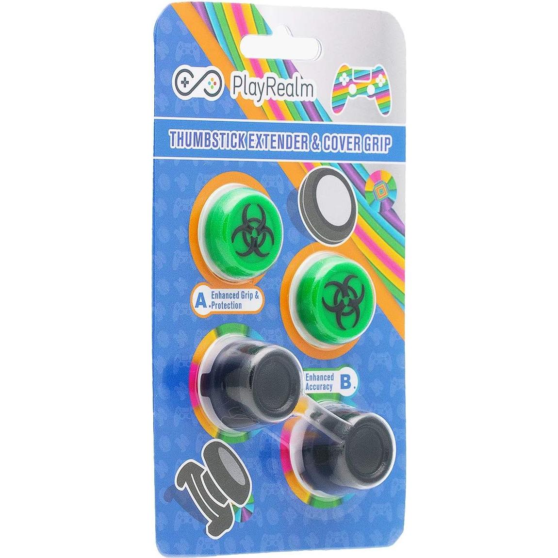 Extensor de Thumbstick PlayRealm PS5/PS4 + Agarre Silicona