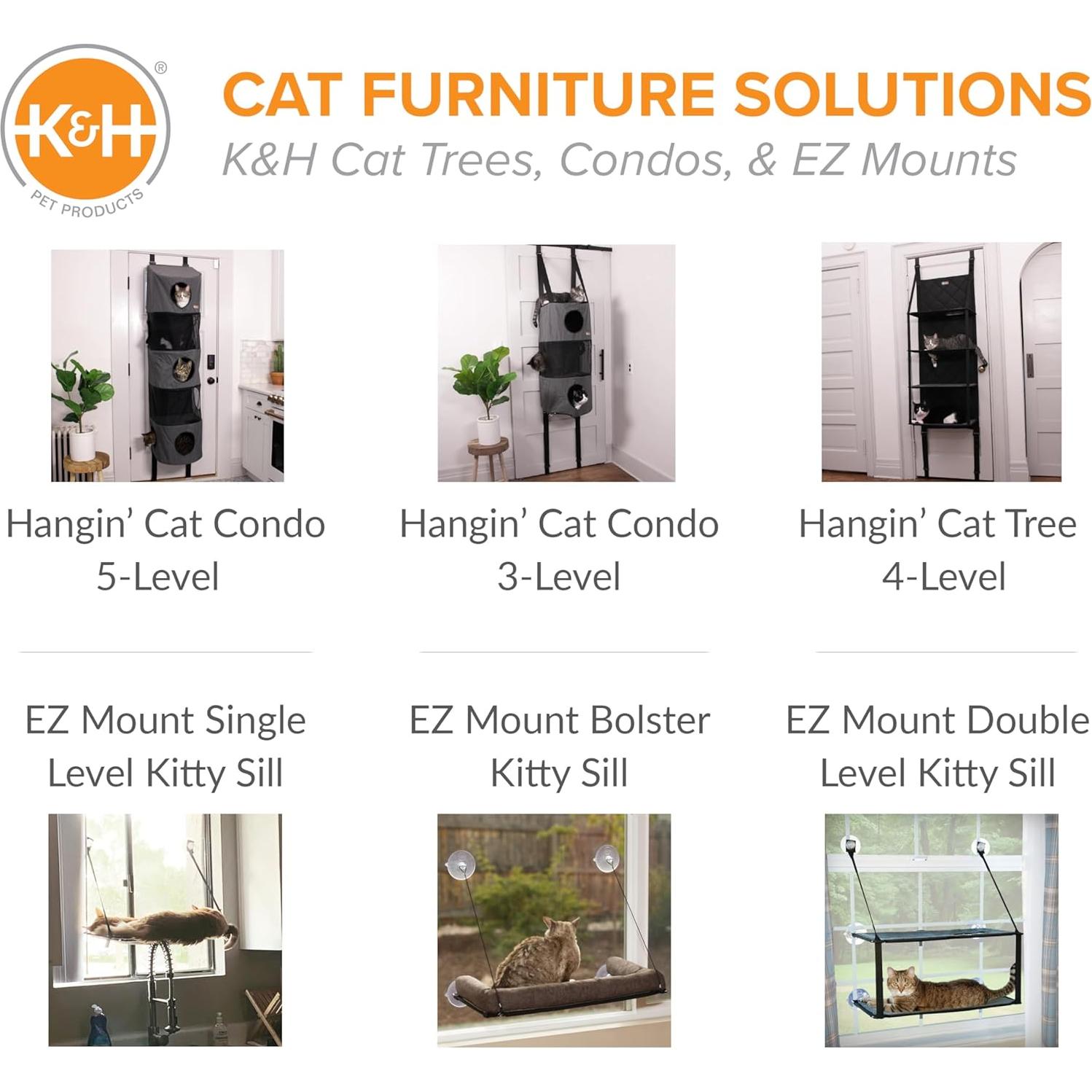 Cama de Ventana para Gatos K&H EZ Montaje Cara de Gatito 76x38cm