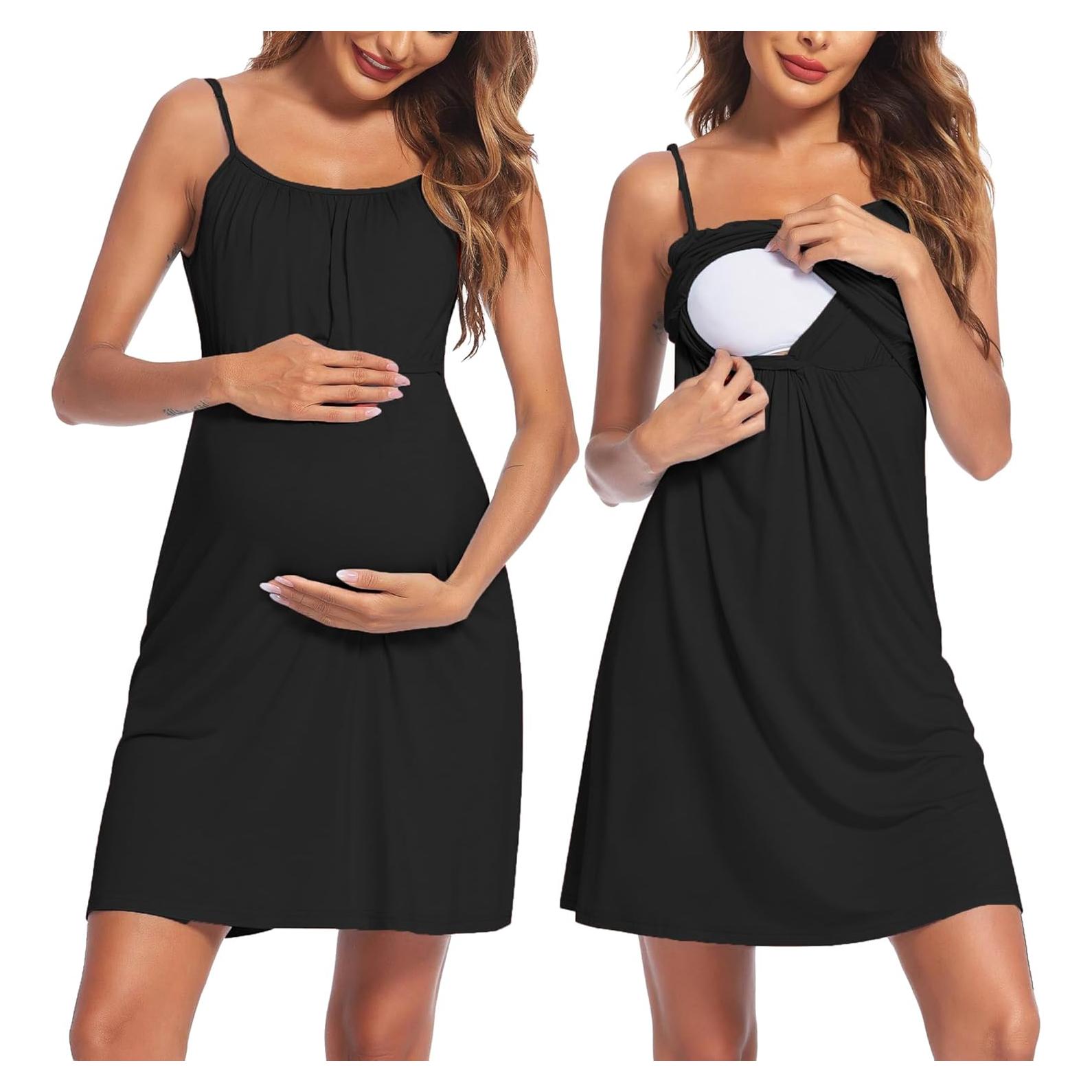 Ekouaer Vestido de Noche de Lactancia Doble Capa para Mujeres