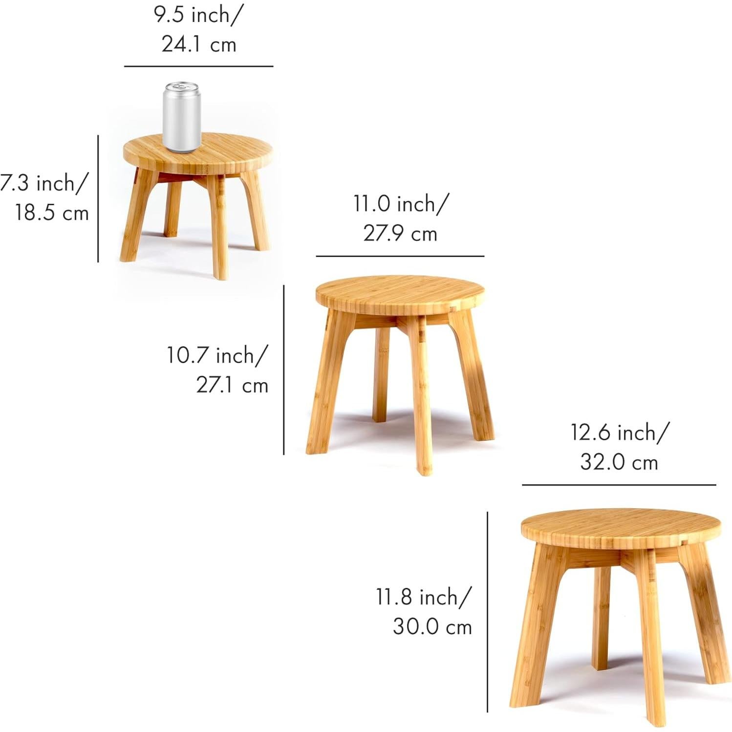 Taburete de Bambú GOBAM 18.5 cm Resistente 136 kg Natural
