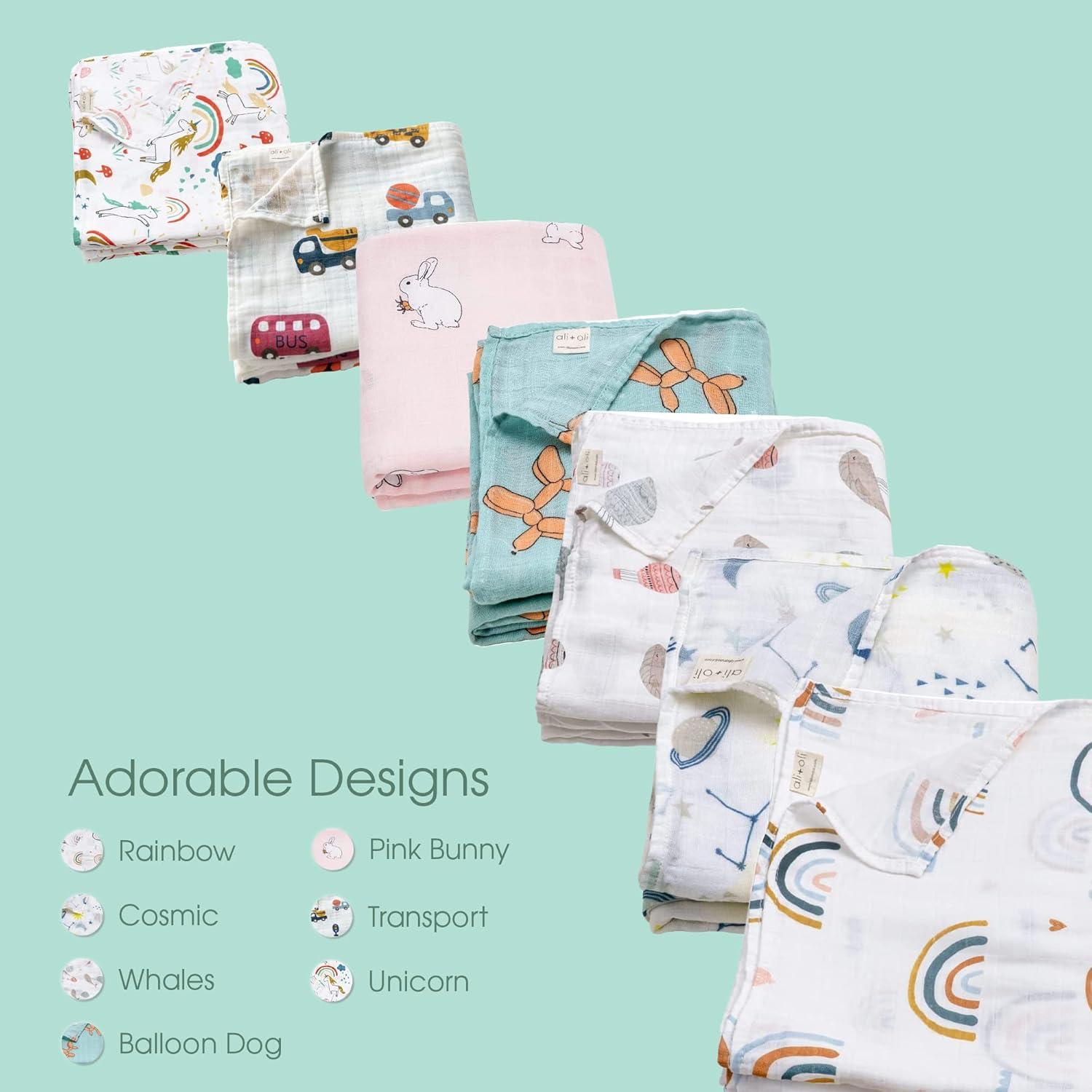 Manta de Muselina AliOli para Bebé Grande 120x120 cm Manzana