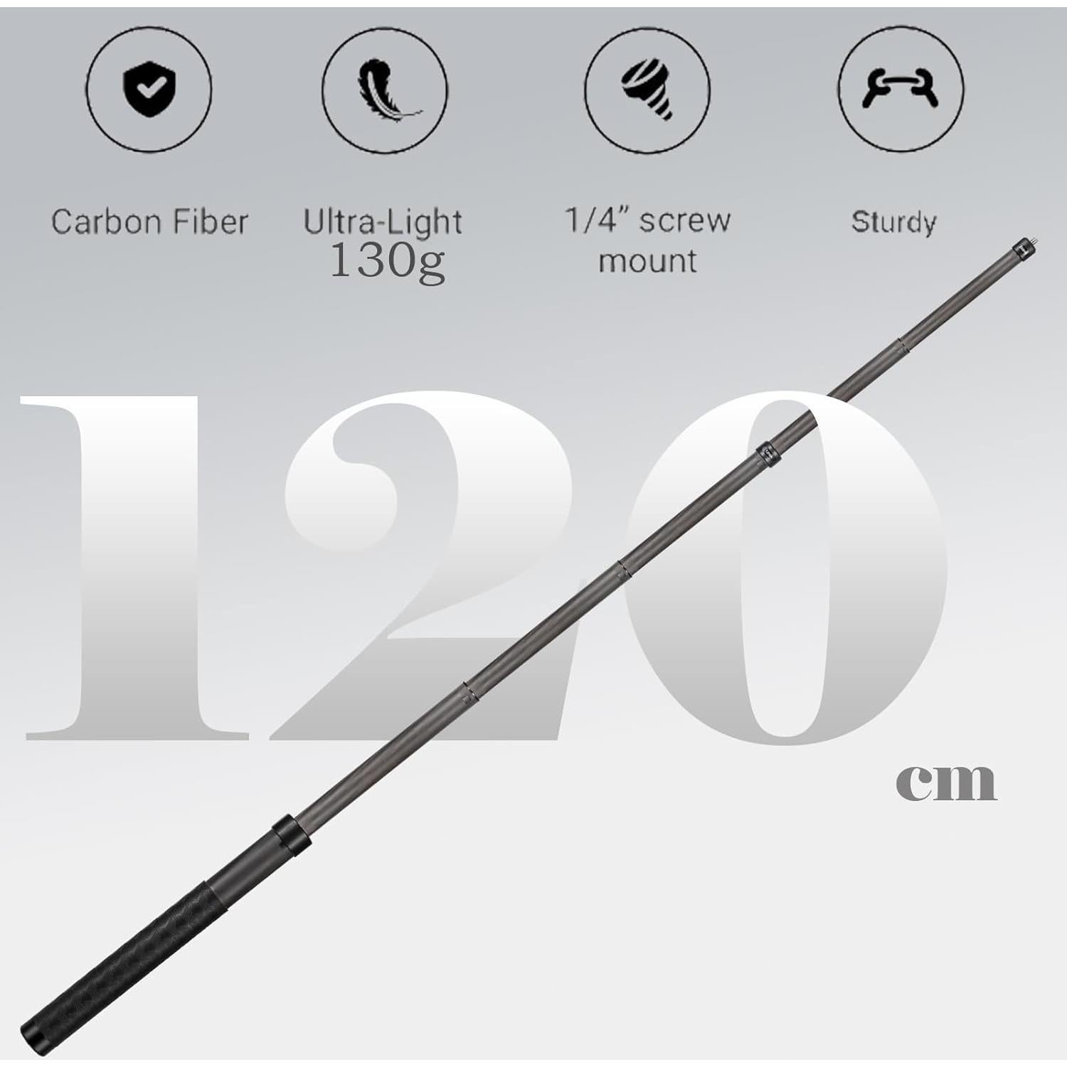 Palo de Selfie Invisible Qishang 26cm a 1.2m Fibra Carbono