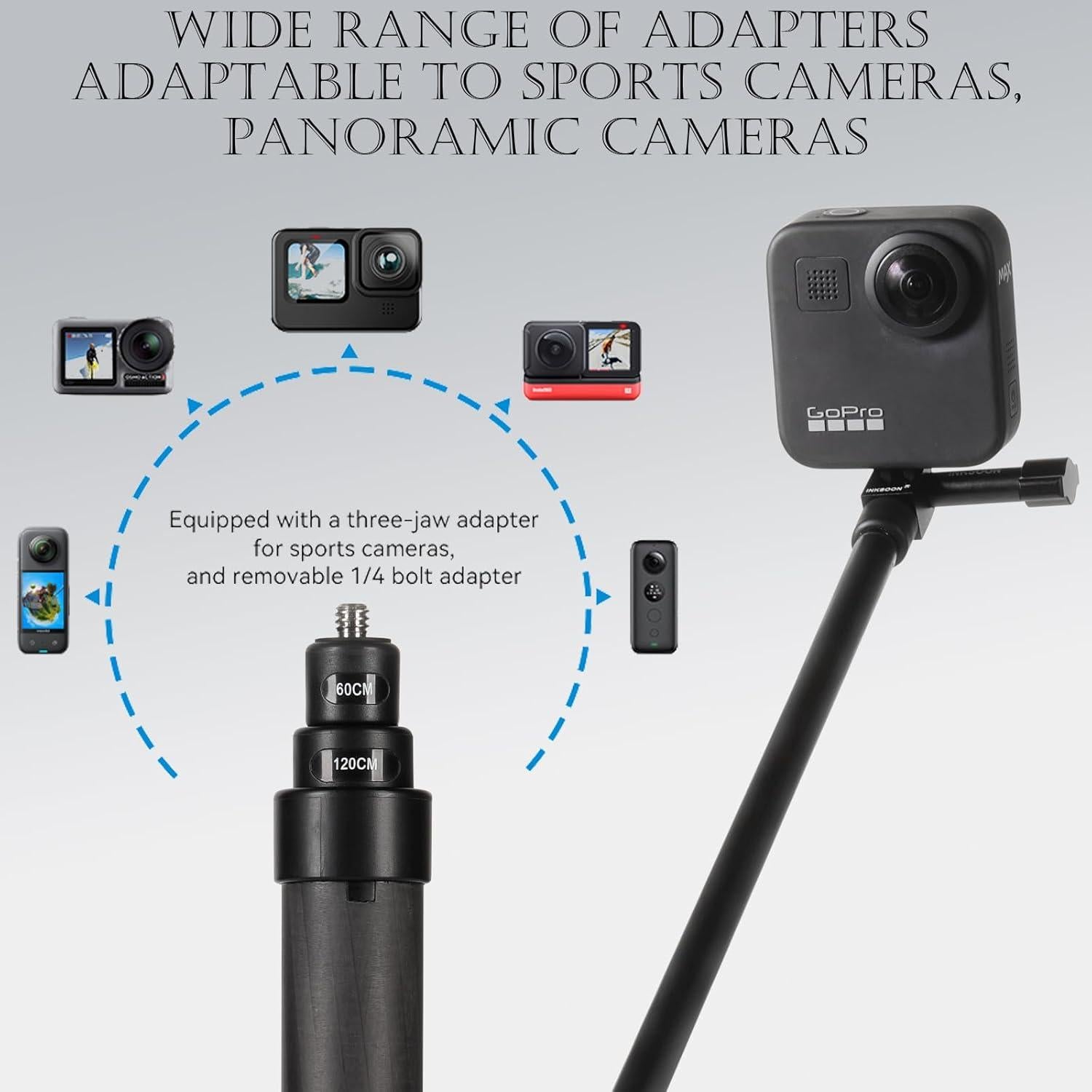 Palo de Selfie Invisible Qishang 26cm a 1.2m Fibra Carbono