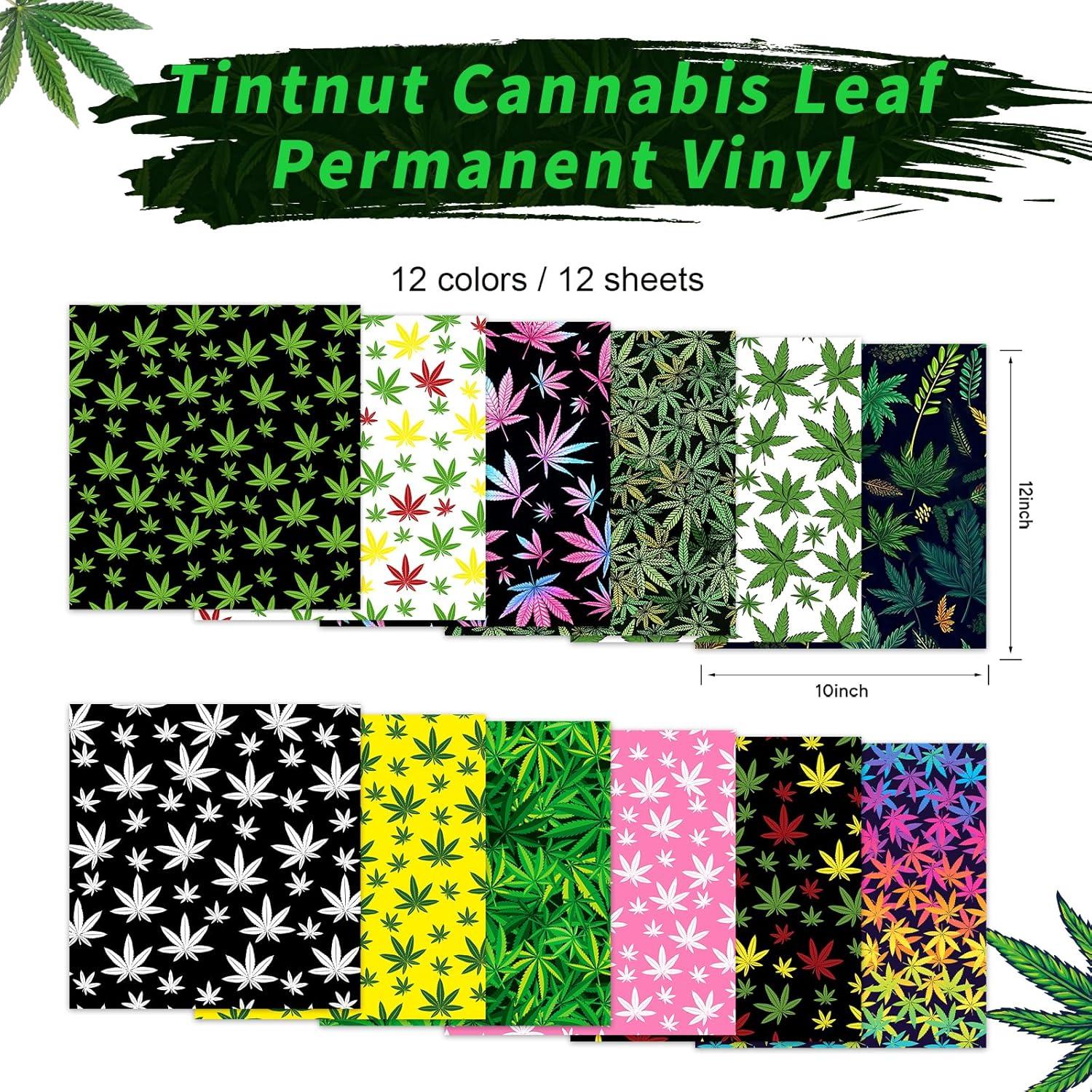 Vinilo Adhesivo Permanente Tintnut - 12 Hojas 30.48x25.4cm Cannabis