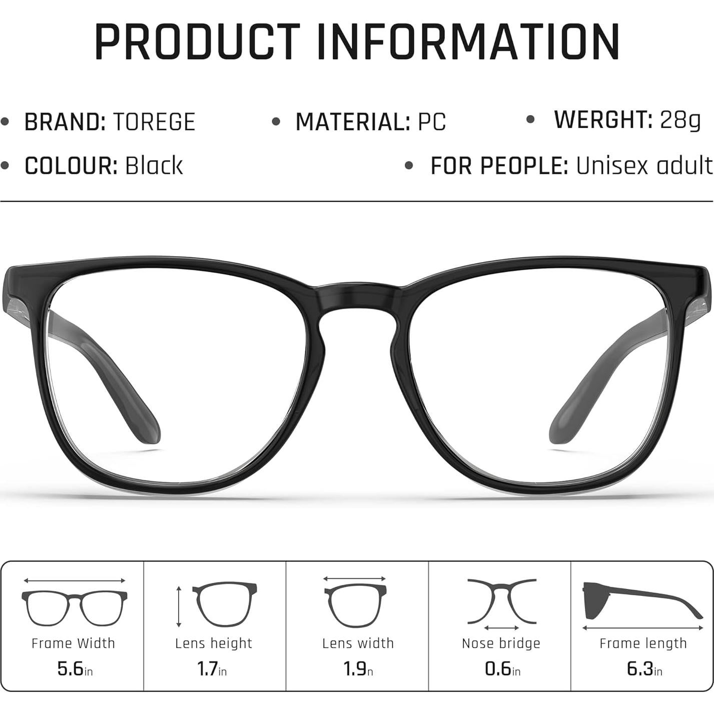 Gafas de Seguridad TOREGE Antivaho y Antirayones - Lentes Claras