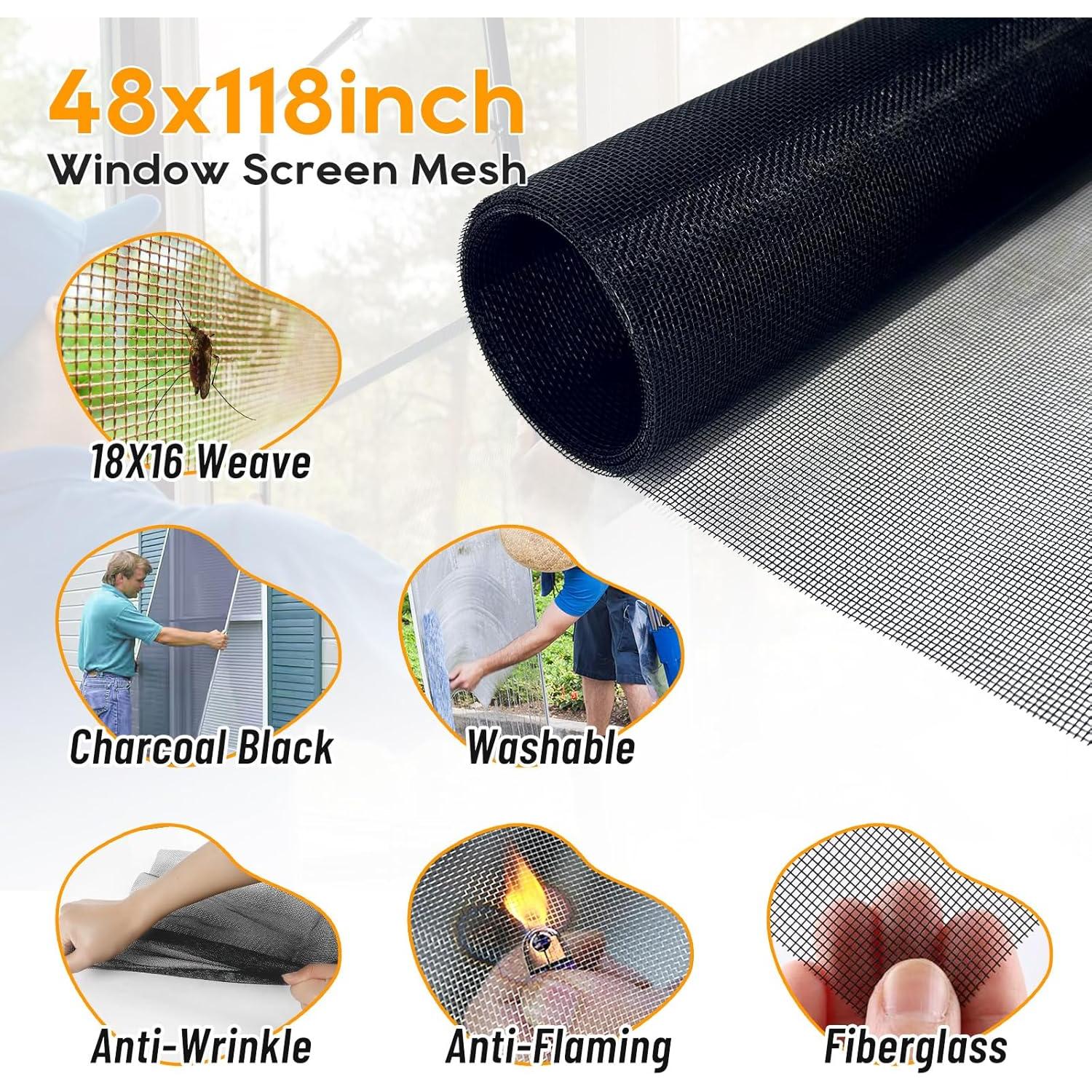 Malla de Pantalla de Ventana King&Charles 121.92x299.72cm Negra