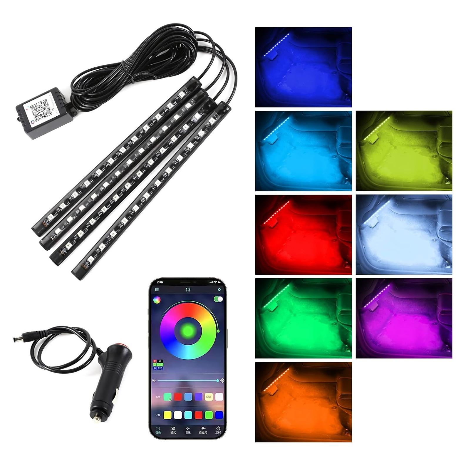 Luz Interior LED de Coche Wuyaoyao, Tira Multicolor con Control Remoto