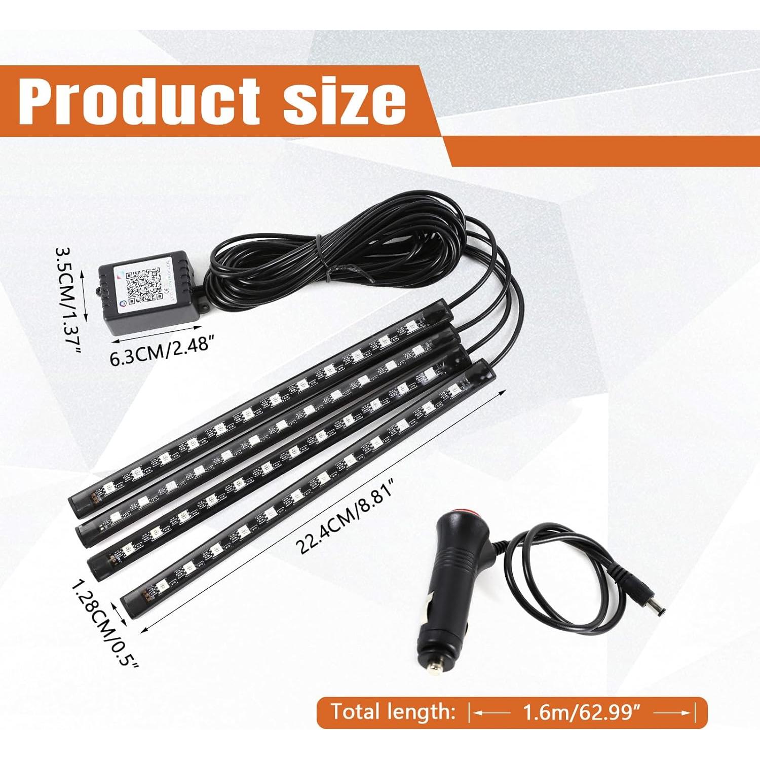 Luz Interior LED de Coche Wuyaoyao, Tira Multicolor con Control Remoto