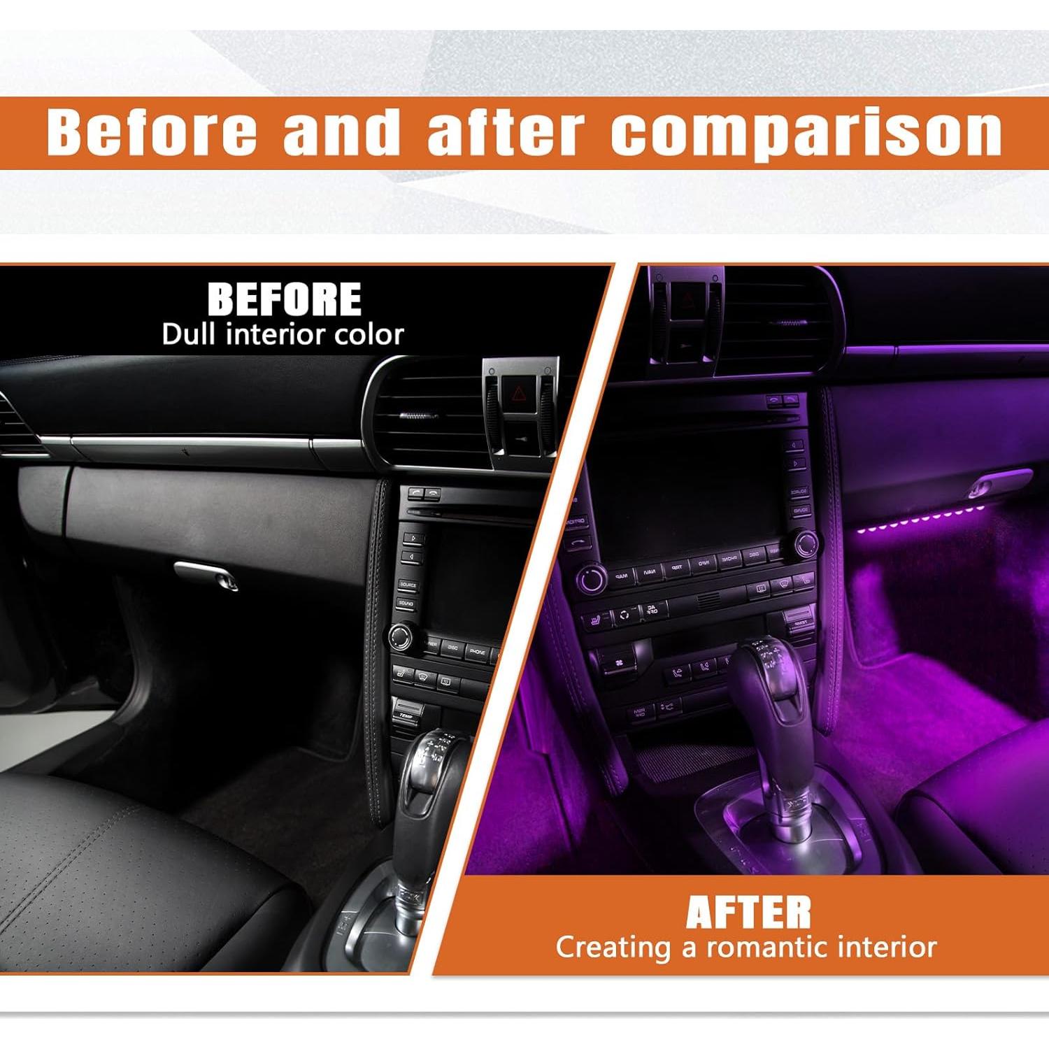 Luz Interior LED de Coche Wuyaoyao, Tira Multicolor con Control Remoto