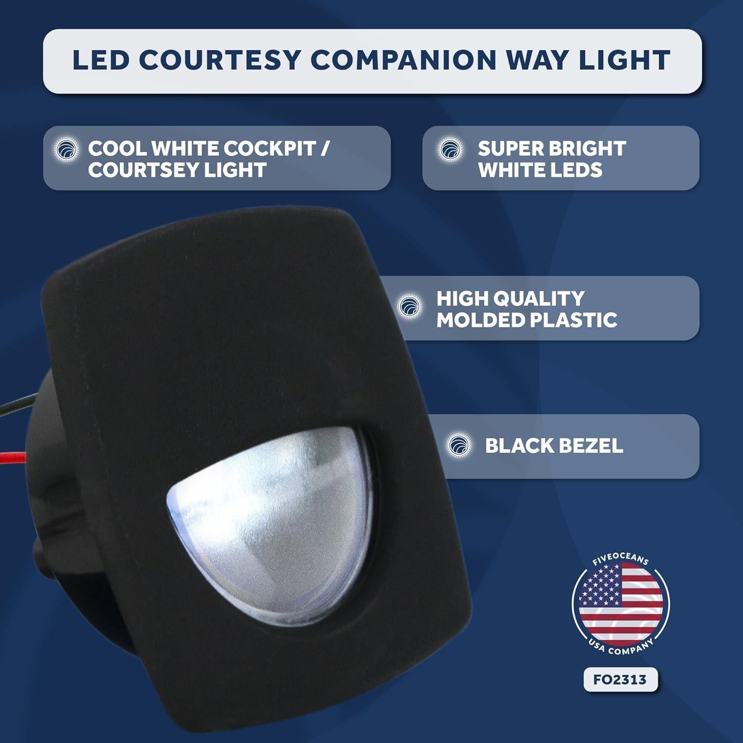 Luz de Compañero LED Cuadrada 58mm Five Oceans Blanco Frío