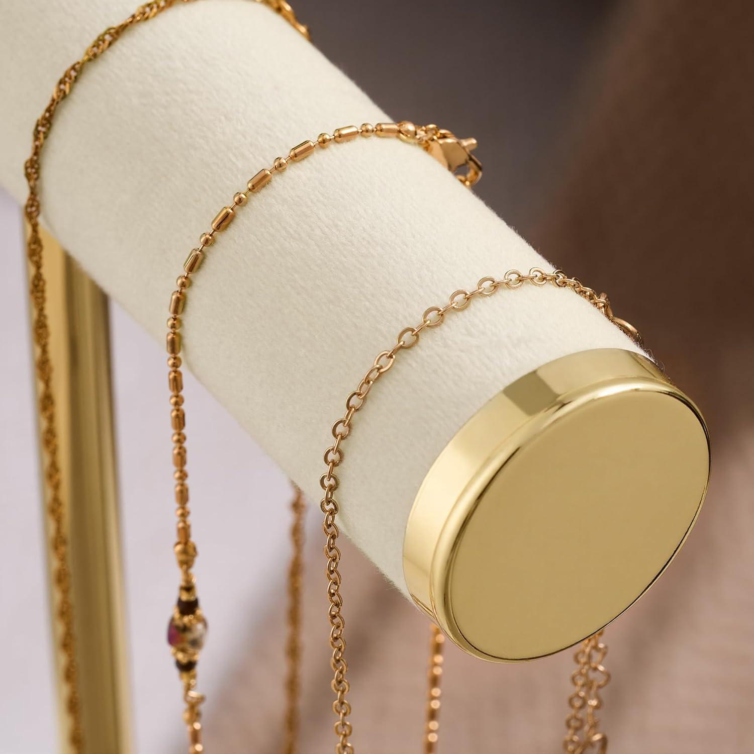 Soporte de Joyería Josmimic Beige de Terciopelo 3 Niveles