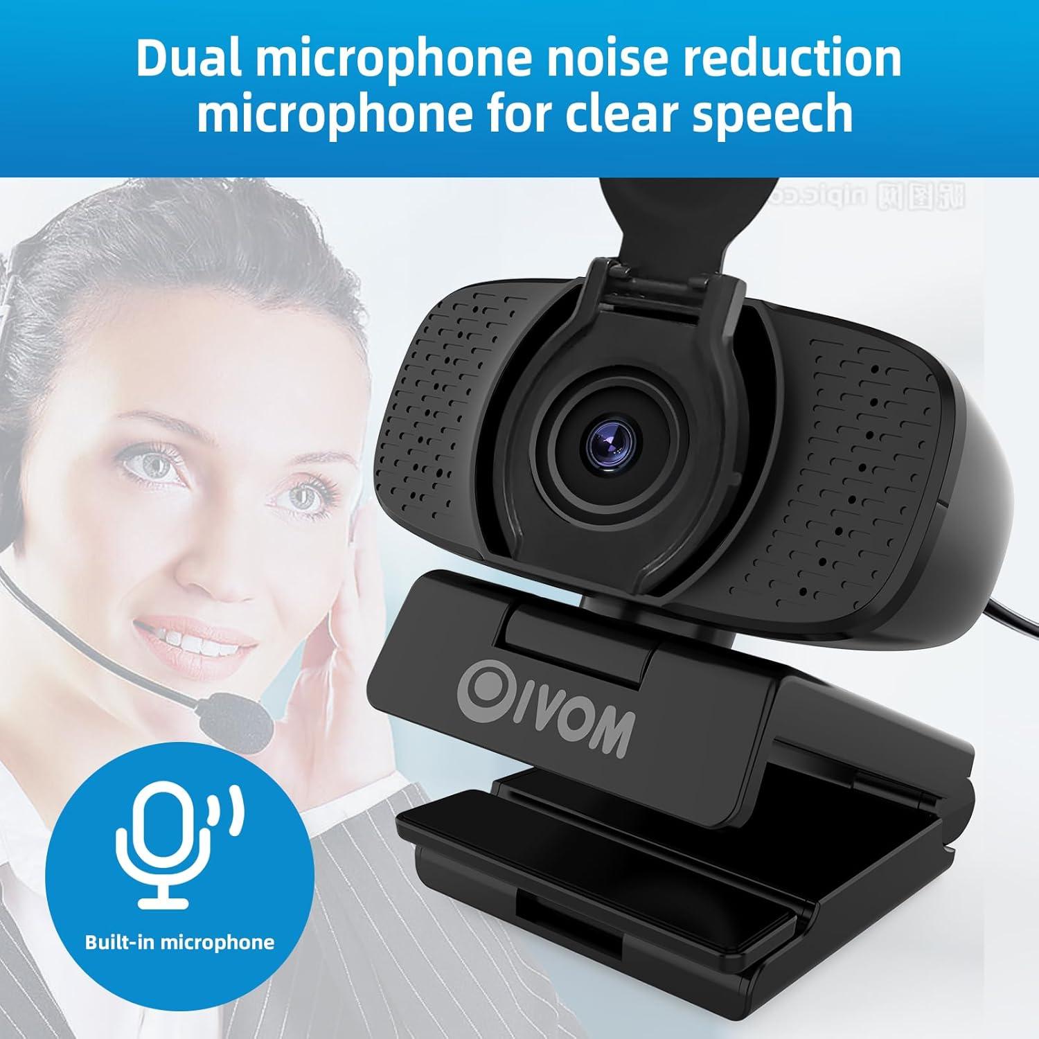 Cámara Web HD 1080P Oivom con Micrófono y Tapa de Privacidad