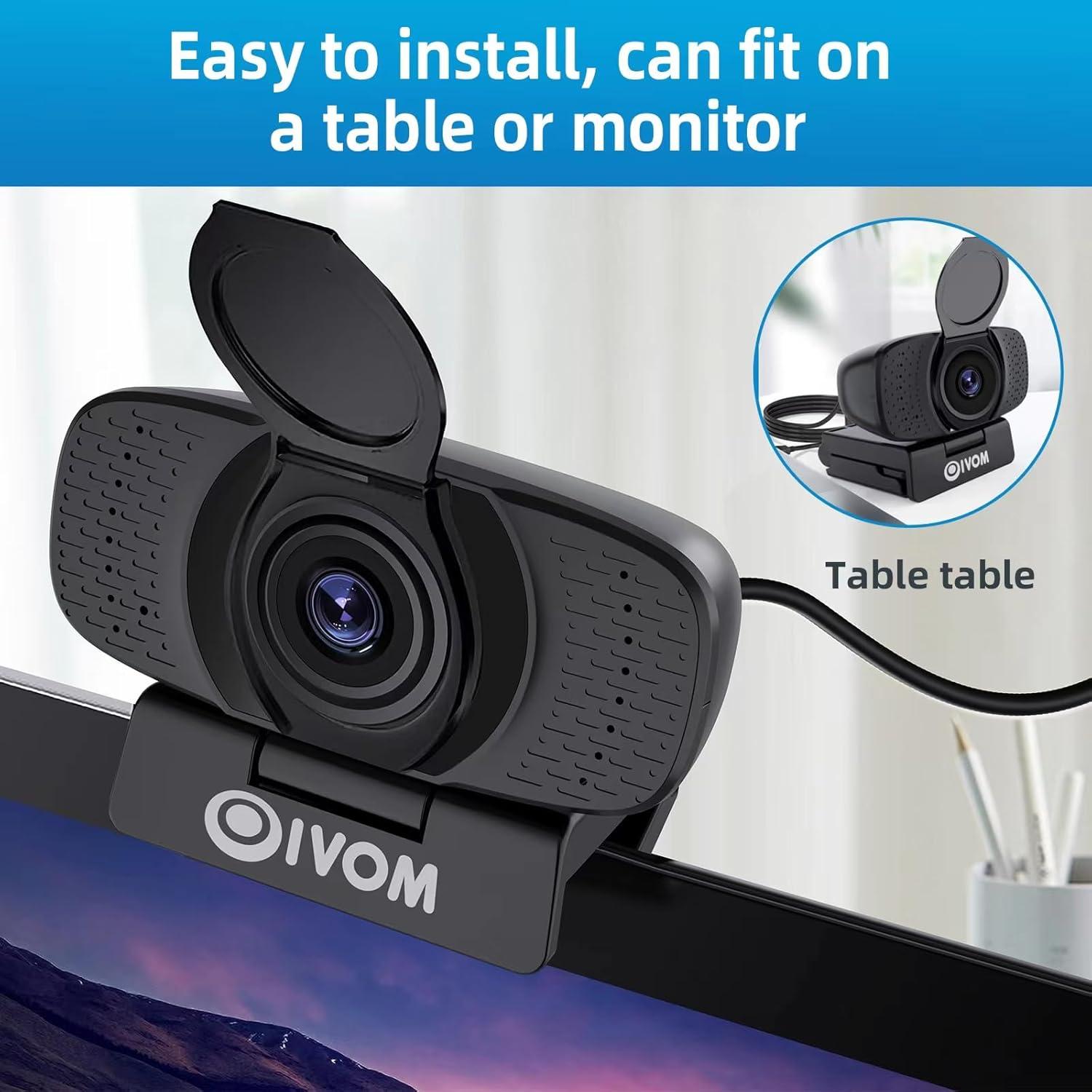 Cámara Web HD 1080P Oivom con Micrófono y Tapa de Privacidad