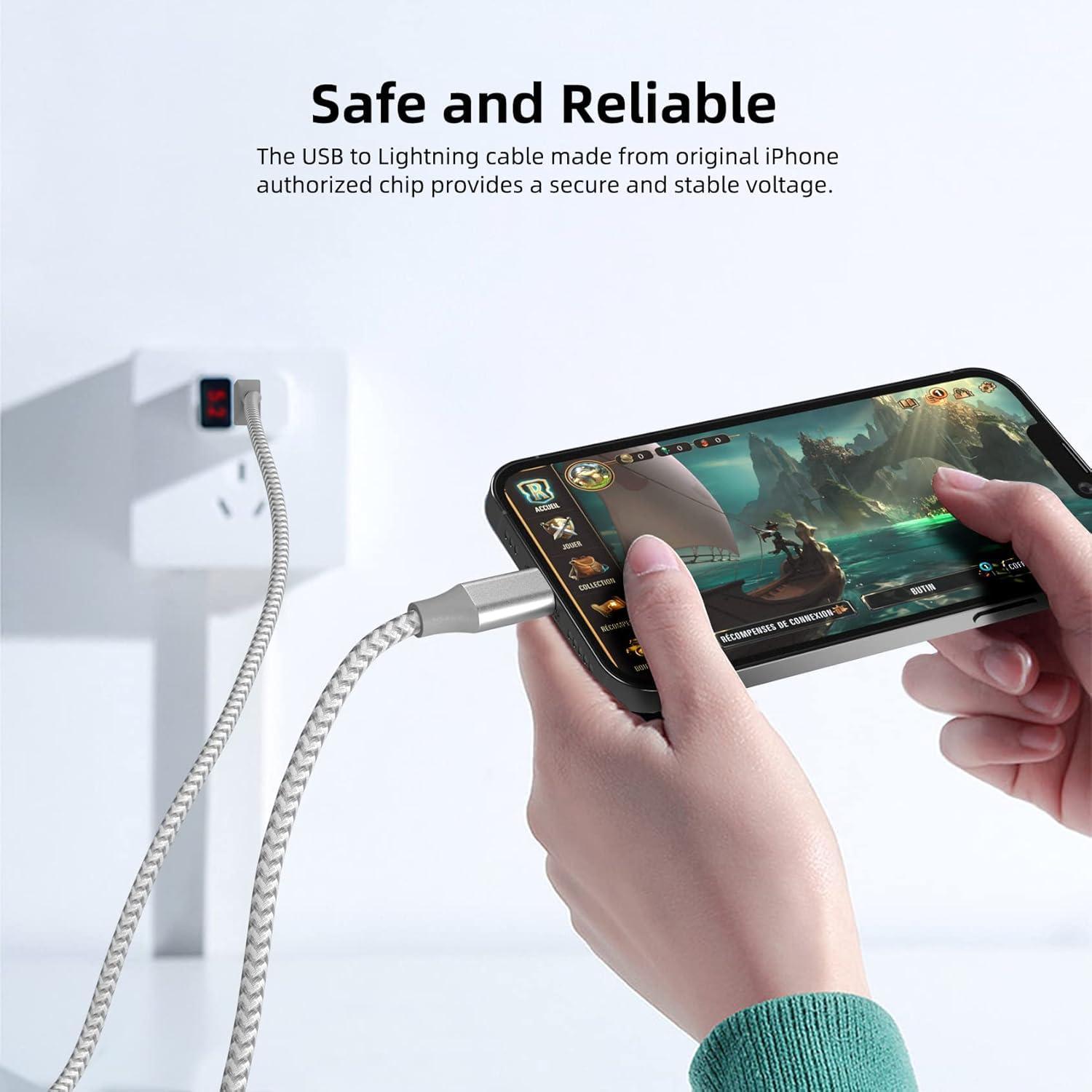 Cargador iPhone Bkayp 3 Pack 3m Nylon MFi Carga Rápida