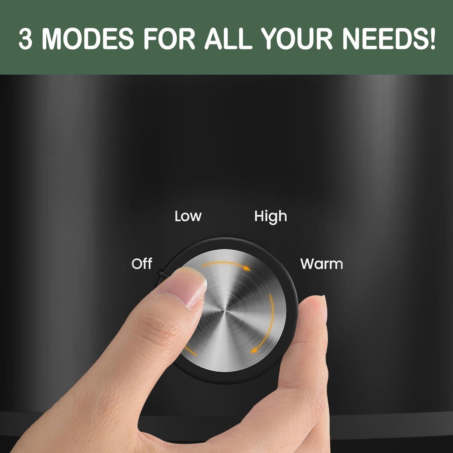 Olla de Cocción Lenta HEYNEMO 2QT Acero Inoxidable Negra