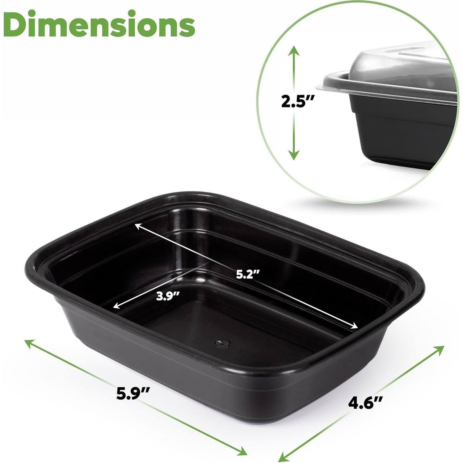 Contenedores de Comida GUSTO 12 oz 50 Piezas Reutilizables
