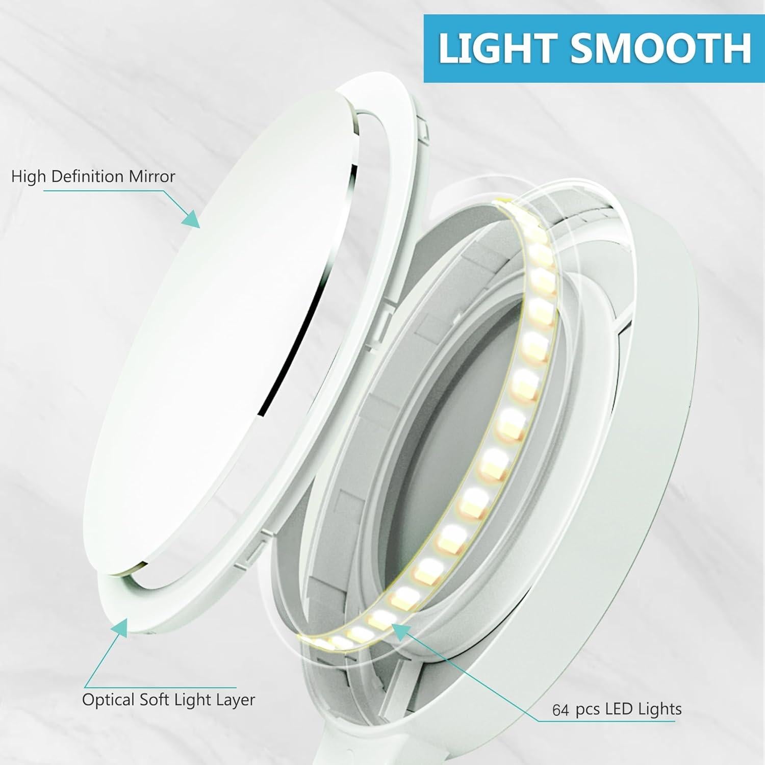 Espejo de Aumento 20X MIYADIVA con Luz y Mango Ajustable