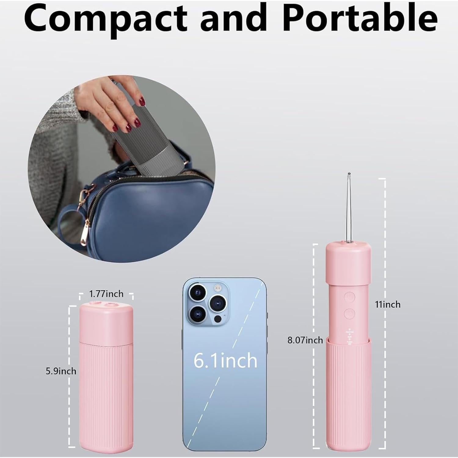 Irrigador Oral Portátil HUACO CARE H400 Rosa 3 Modos IPX7