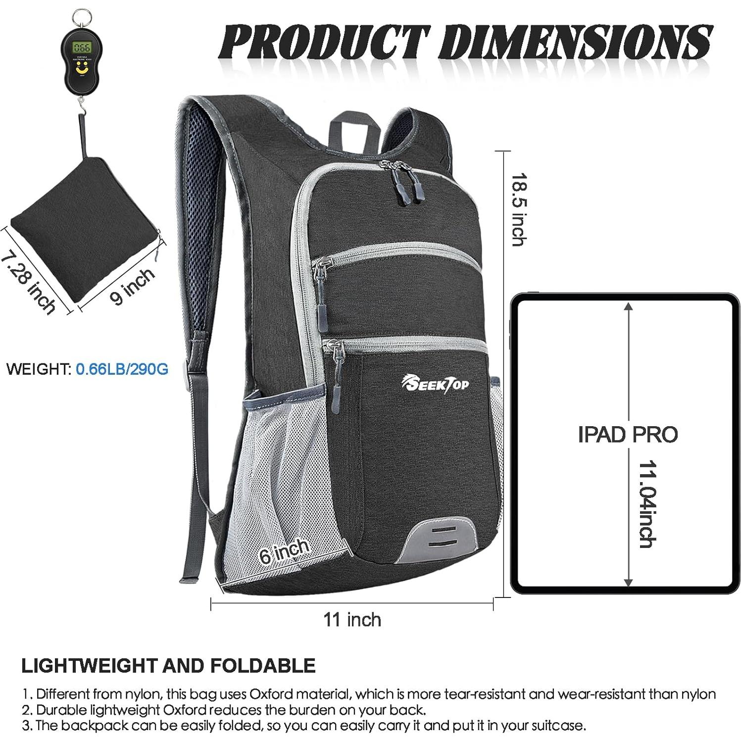 Mochila de Senderismo Seektop 20L Ligera Impermeable Negra