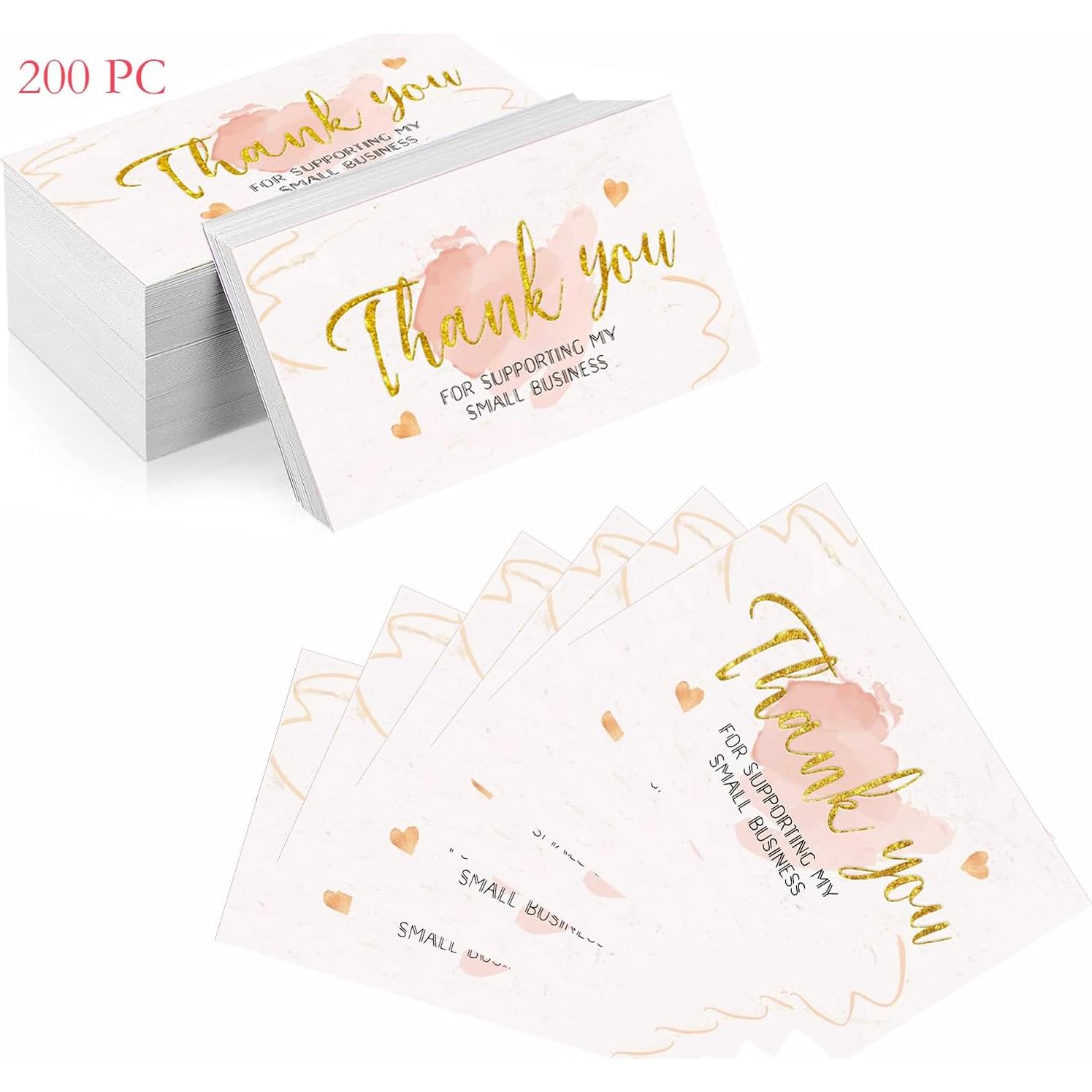 Set 1200 Tarjetas de Agradecimiento y Etiquetas Rosa DERUILA