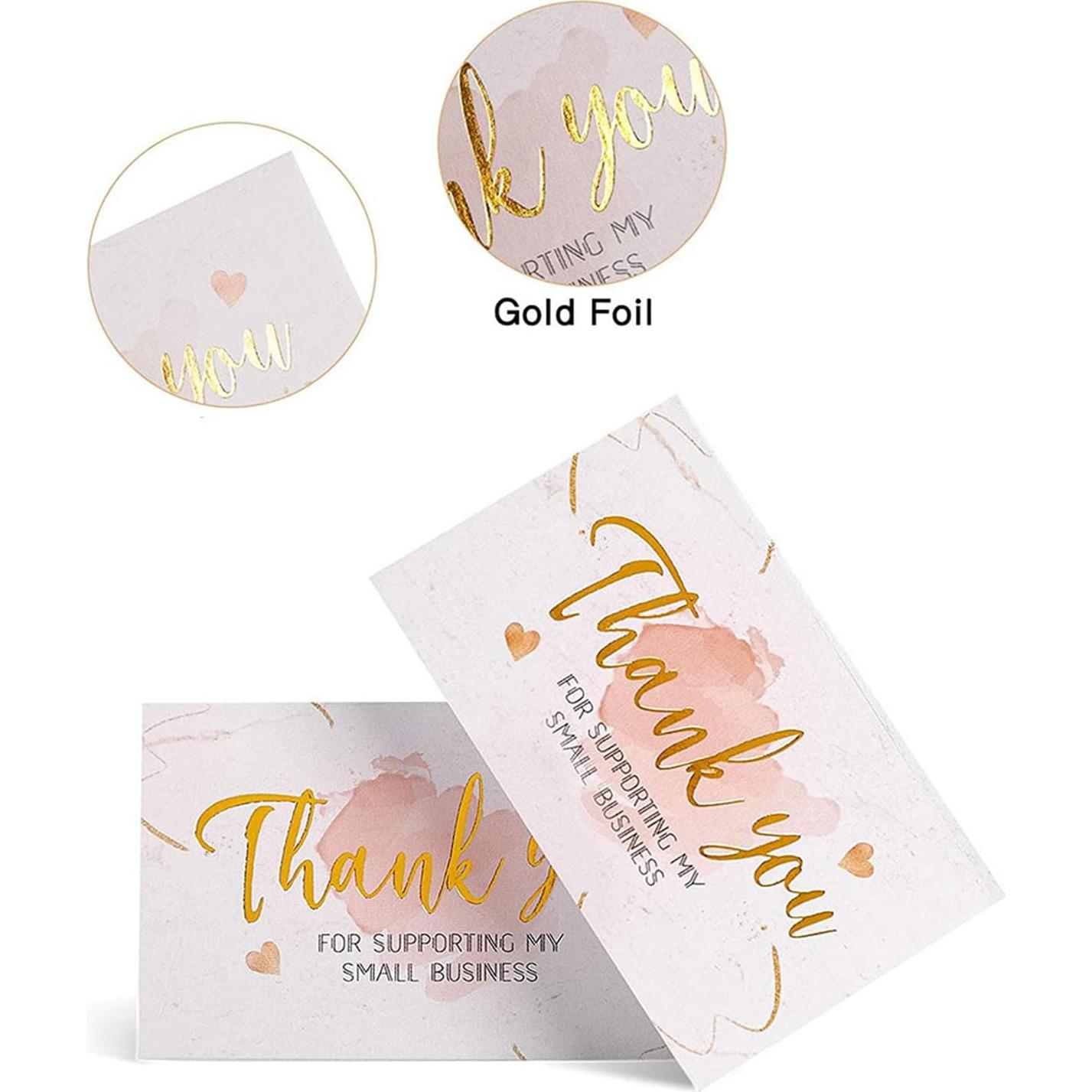 Set 1200 Tarjetas de Agradecimiento y Etiquetas Rosa DERUILA