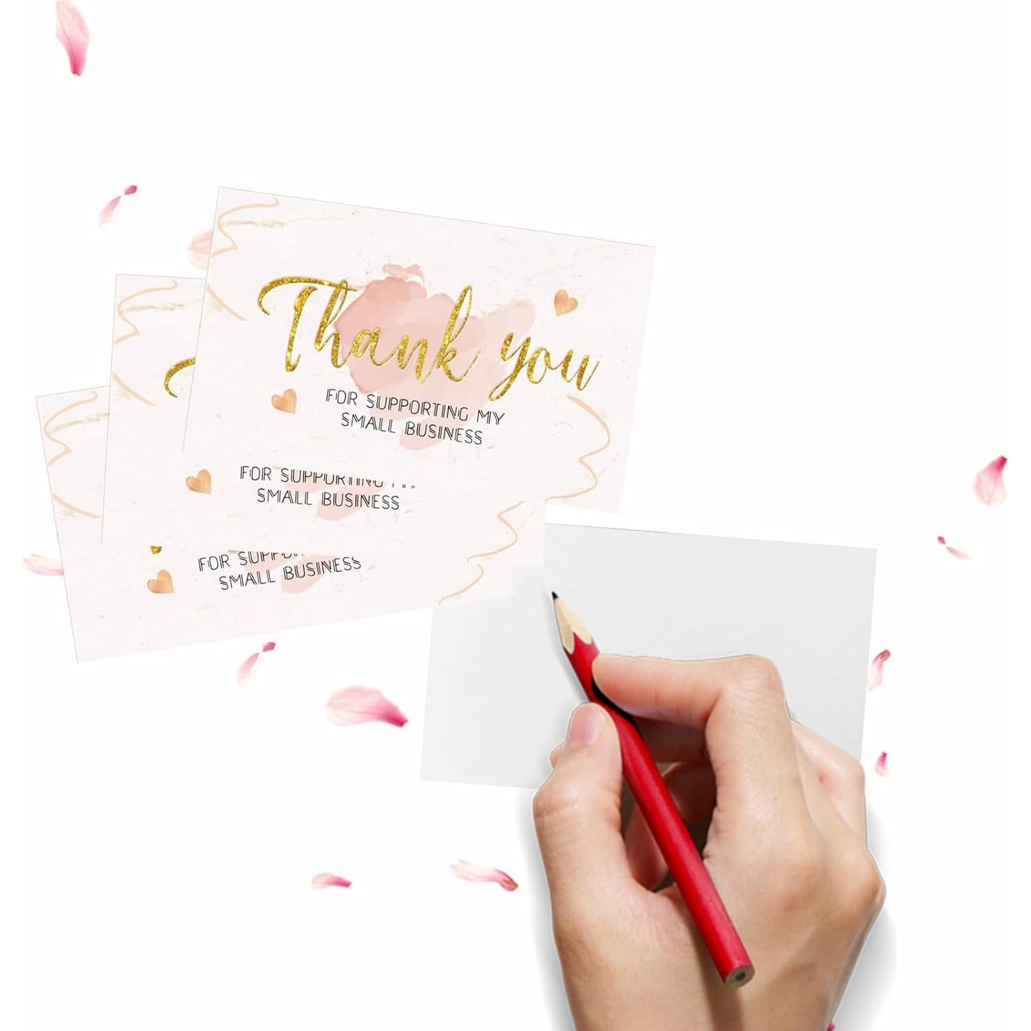 Set 1200 Tarjetas de Agradecimiento y Etiquetas Rosa DERUILA