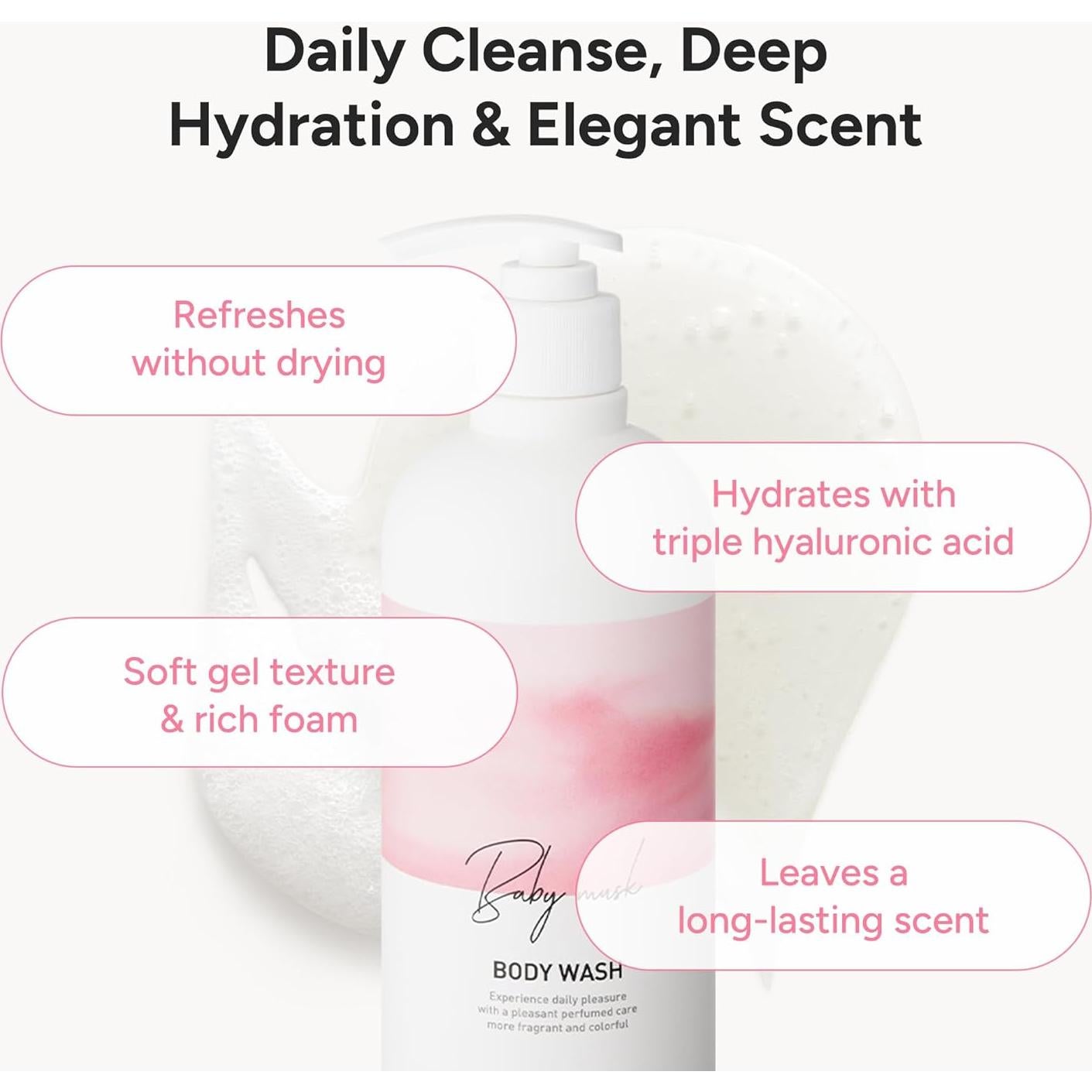 Gel de Ducha Coreano Almizcle de Bebé 500ml - Hidratante Natural