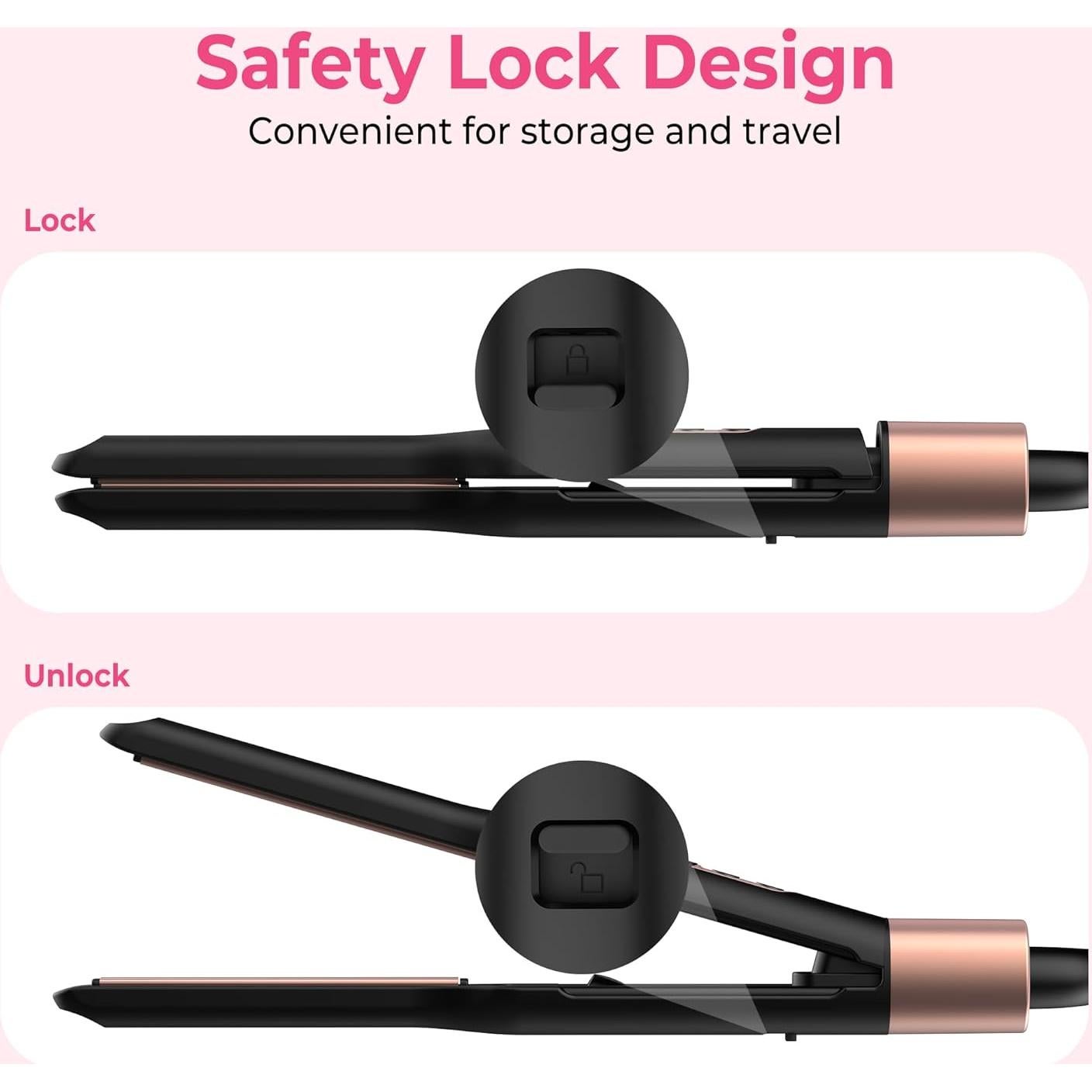 Mini Plancha de Pelo UMIGA 2 en 1 Oro Rosa 23cm