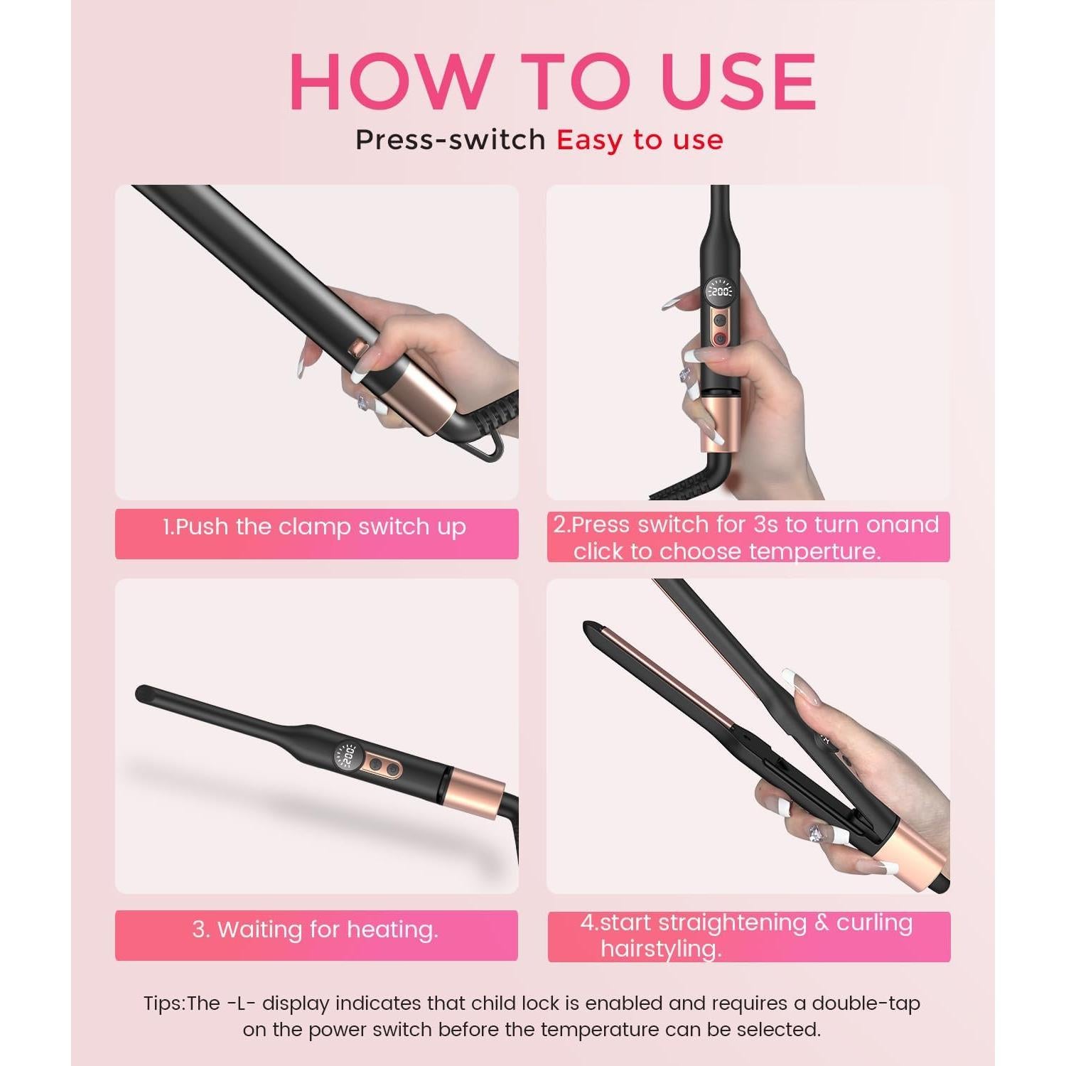 Mini Plancha de Pelo UMIGA 2 en 1 Oro Rosa 23cm