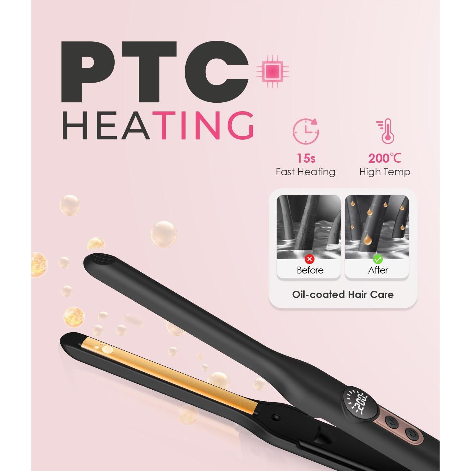 Mini Plancha de Pelo UMIGA 2 en 1 Oro Rosa 23cm