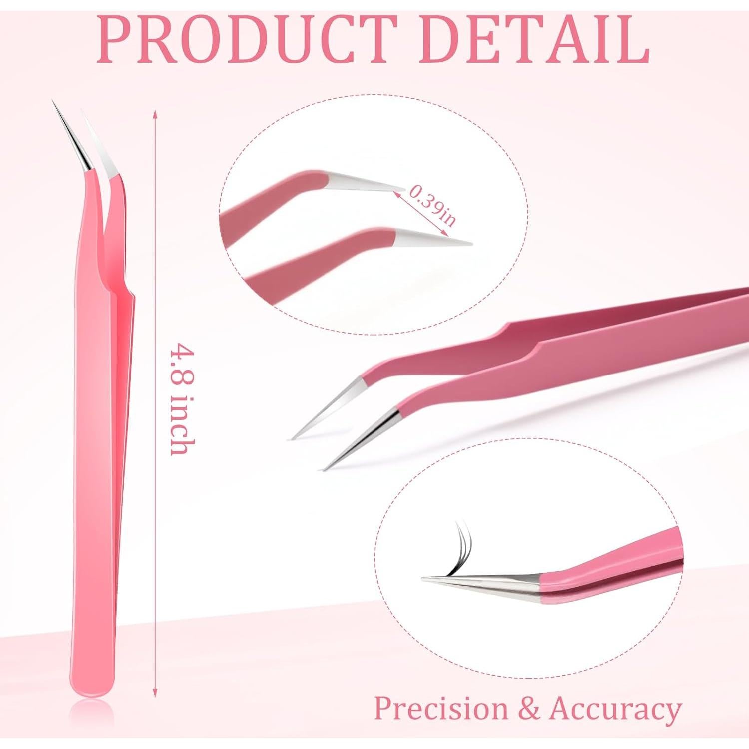 Pinzas Curvadas de Precisión Honoson 9 Piezas Acero Inoxidable Rosa