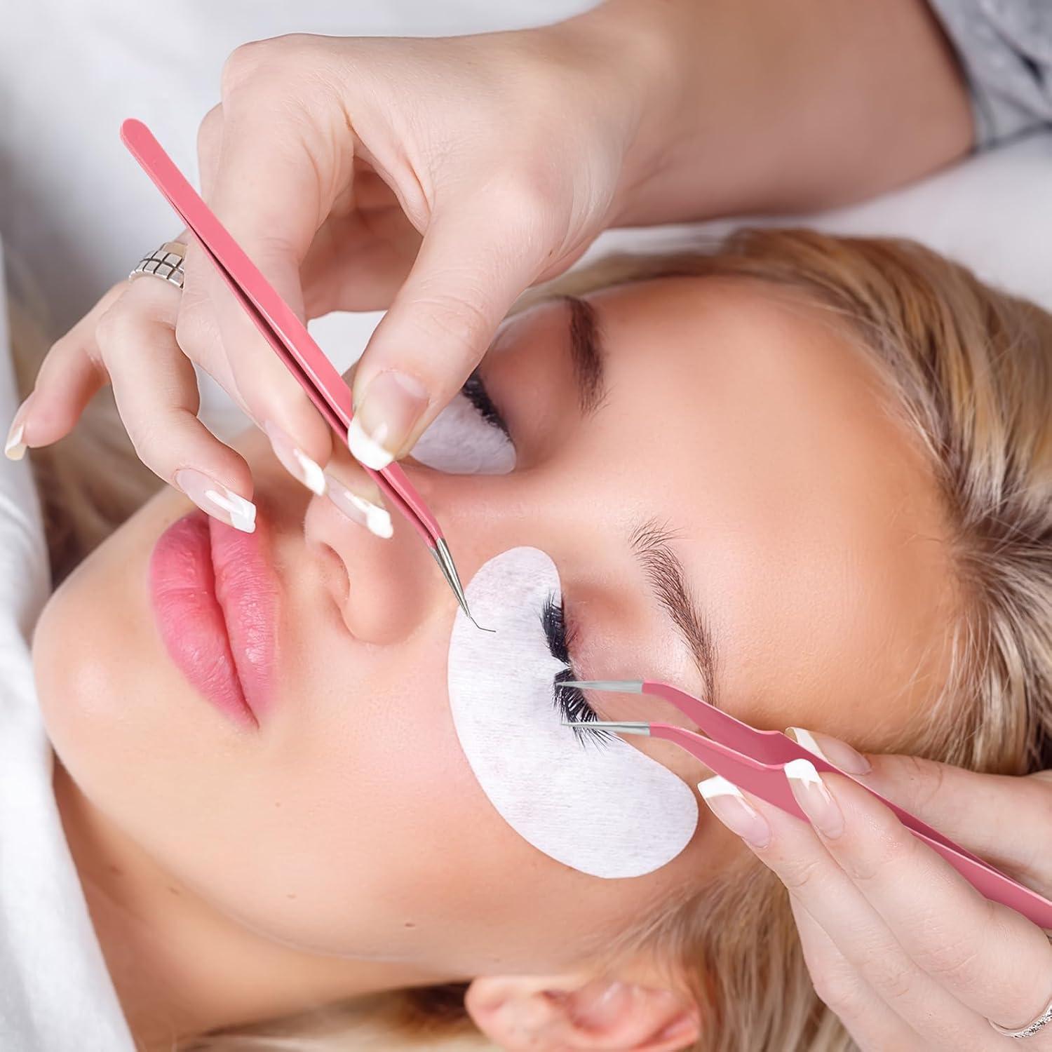 Pinzas Curvadas de Precisión Honoson 9 Piezas Acero Inoxidable Rosa