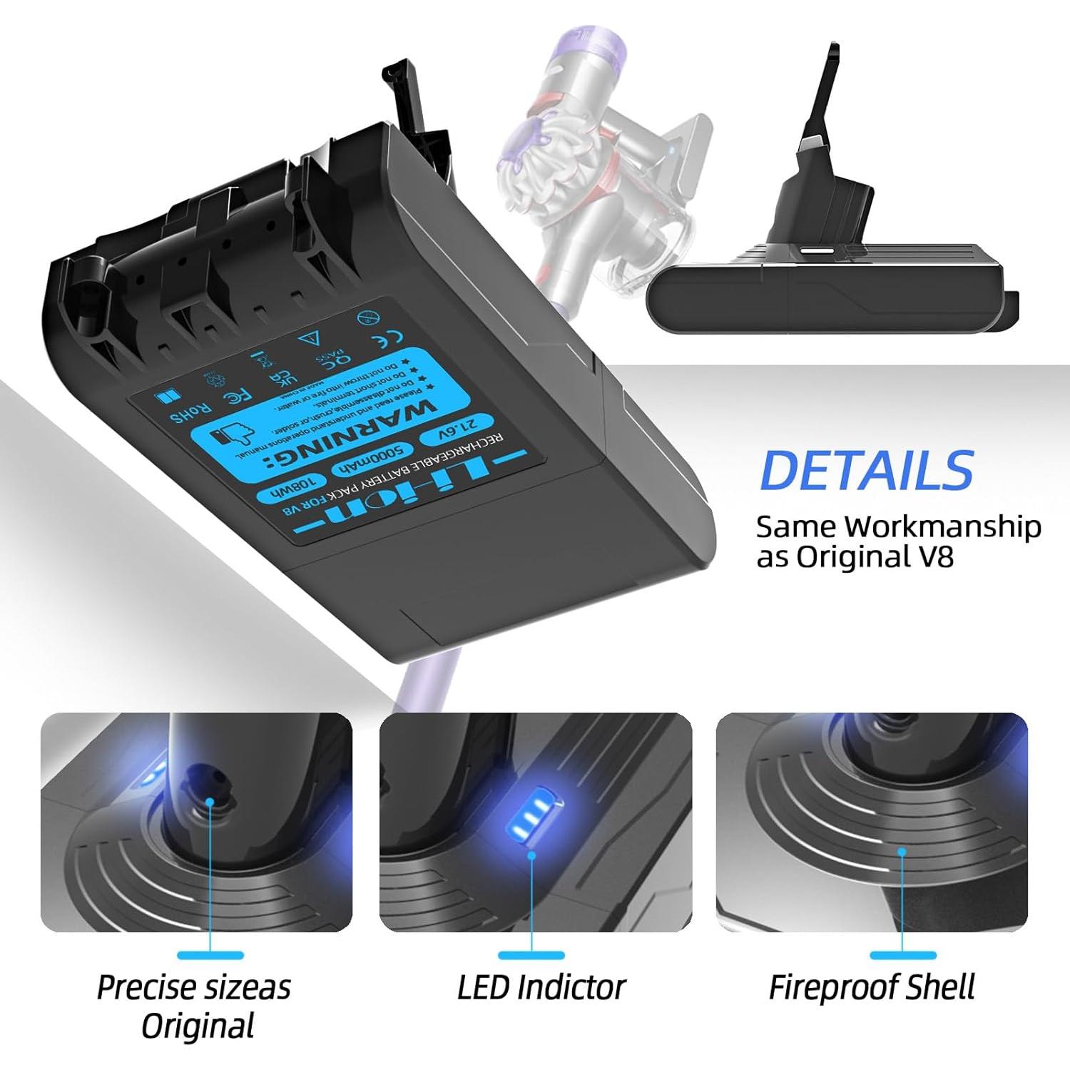 Batería de Reemplazo Svetyd V8 5000mAh para Aspiradoras Dyson