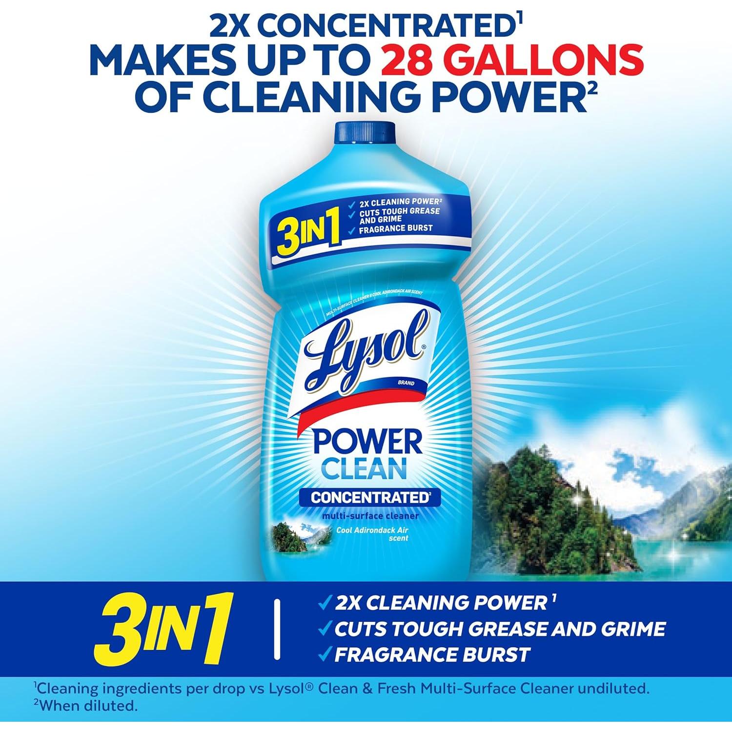 Lysol Limpiador Multi-Superficies 2x Concentrado 828 ml Cool Adirondack