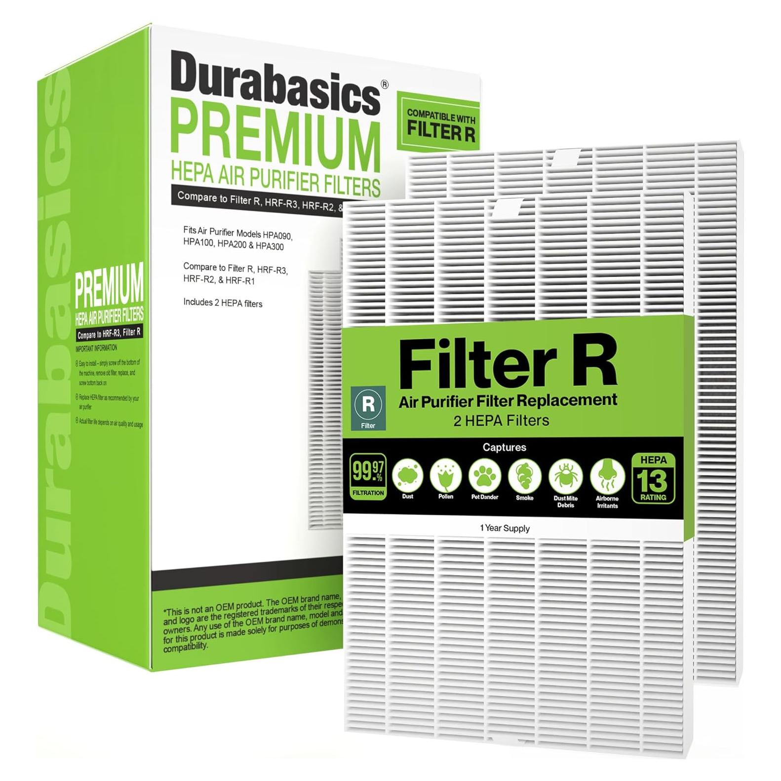 Durabasics Filtros HEPA R para Purificador Honeywell - Paquete de 2