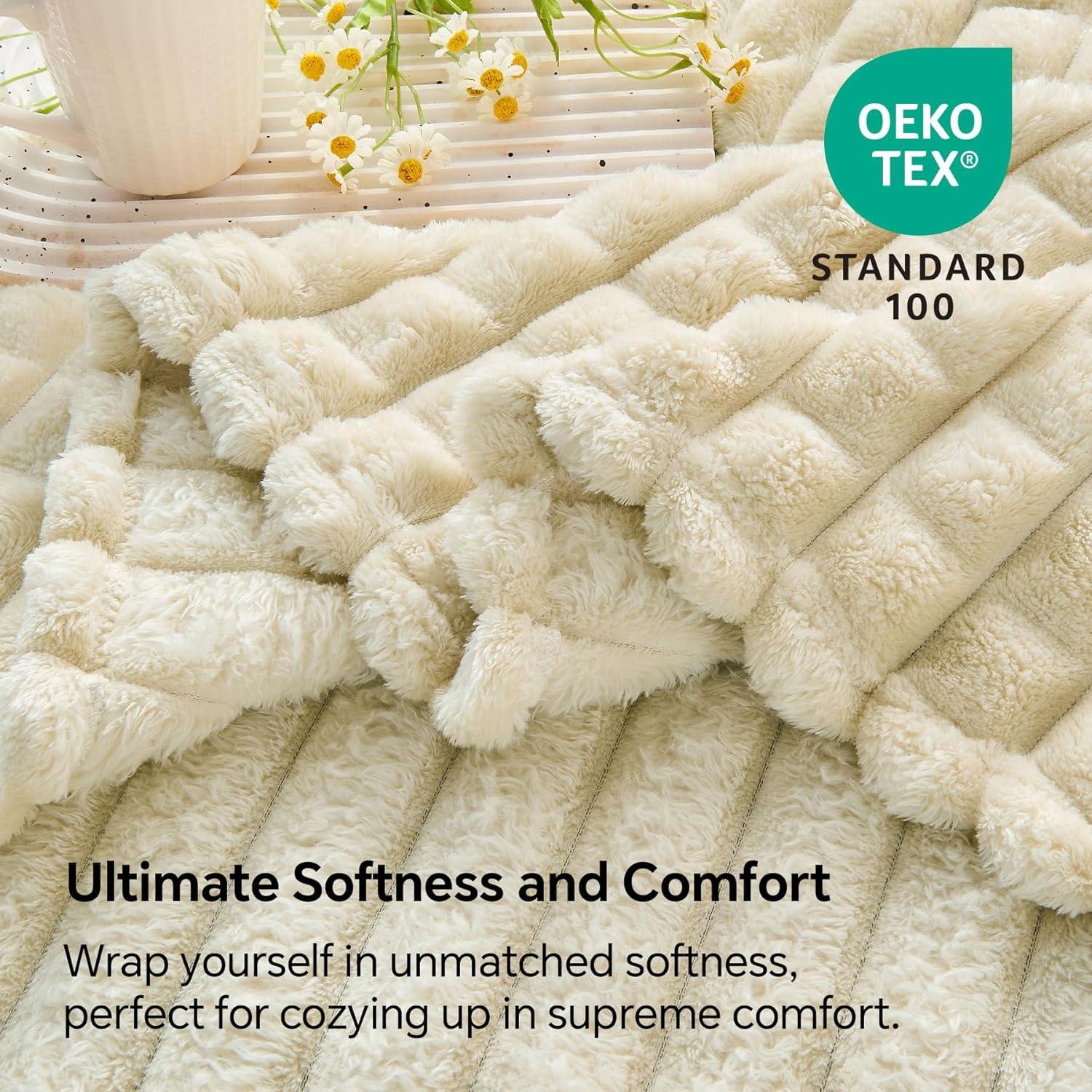 Manta de Felpa BEDELITE Beige 127x152 cm Cuadros 3D