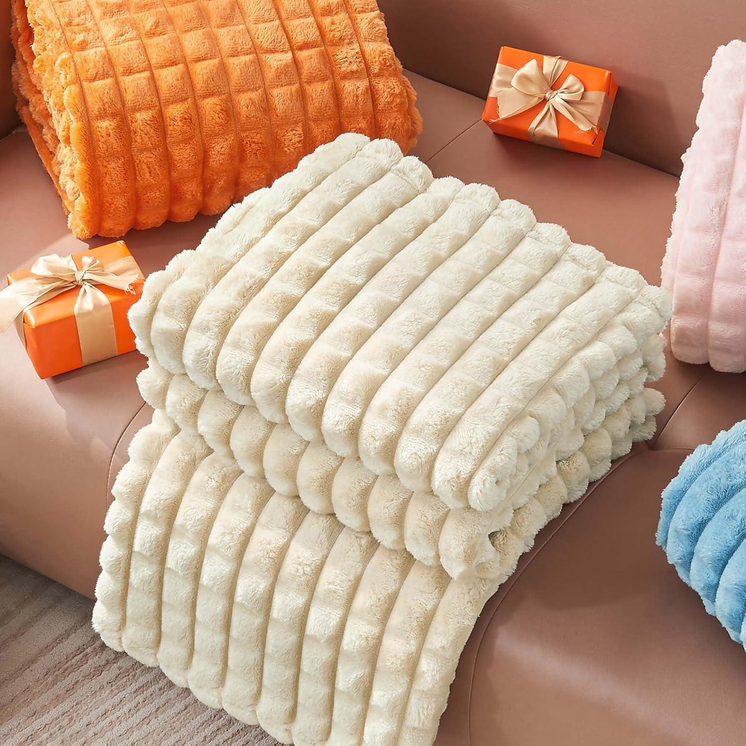 Manta de Felpa BEDELITE Beige 127x152 cm Cuadros 3D