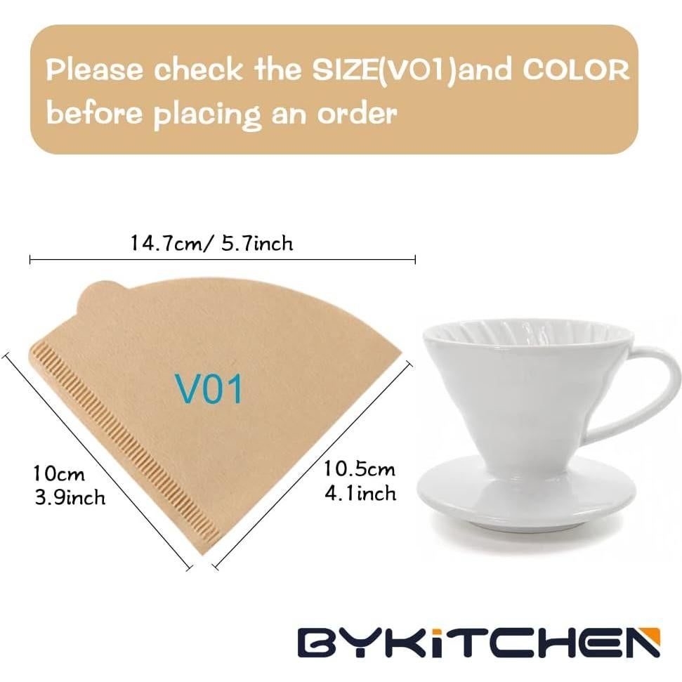 Filtros de Café Cono BYKITCHEN V01, Set de 200 Piezas