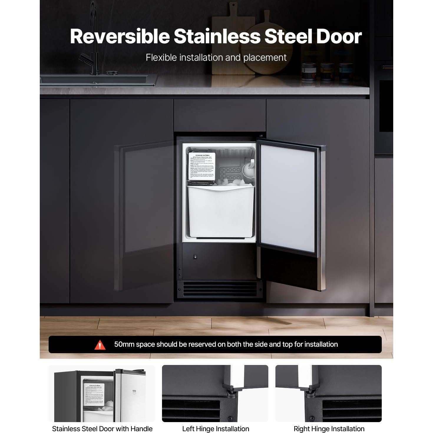 Máquina de Hielo Bajo Mostrador VEVOR IMC25, 11.34 Kg/Día