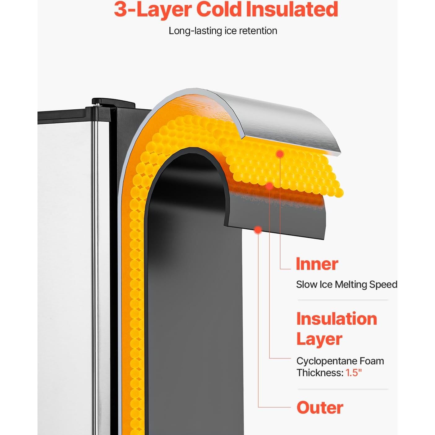 Máquina de Hielo Bajo Mostrador VEVOR IMC25, 11.34 Kg/Día