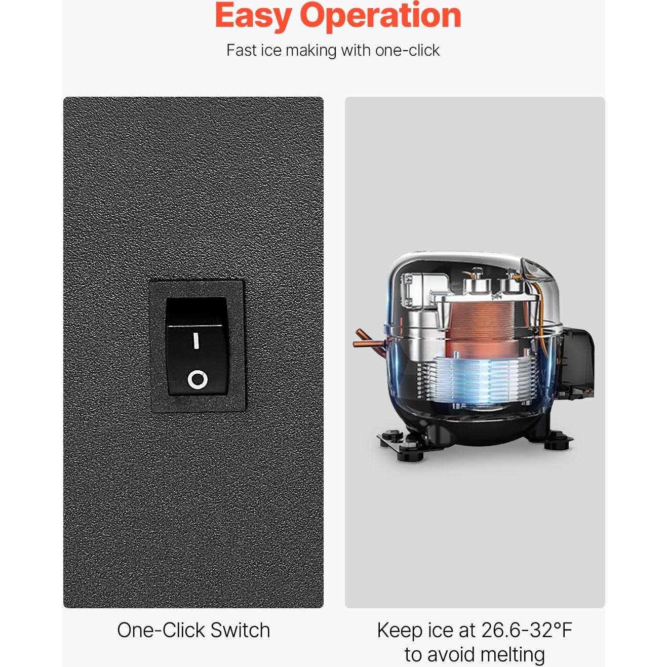 Máquina de Hielo Bajo Mostrador VEVOR IMC25, 11.34 Kg/Día