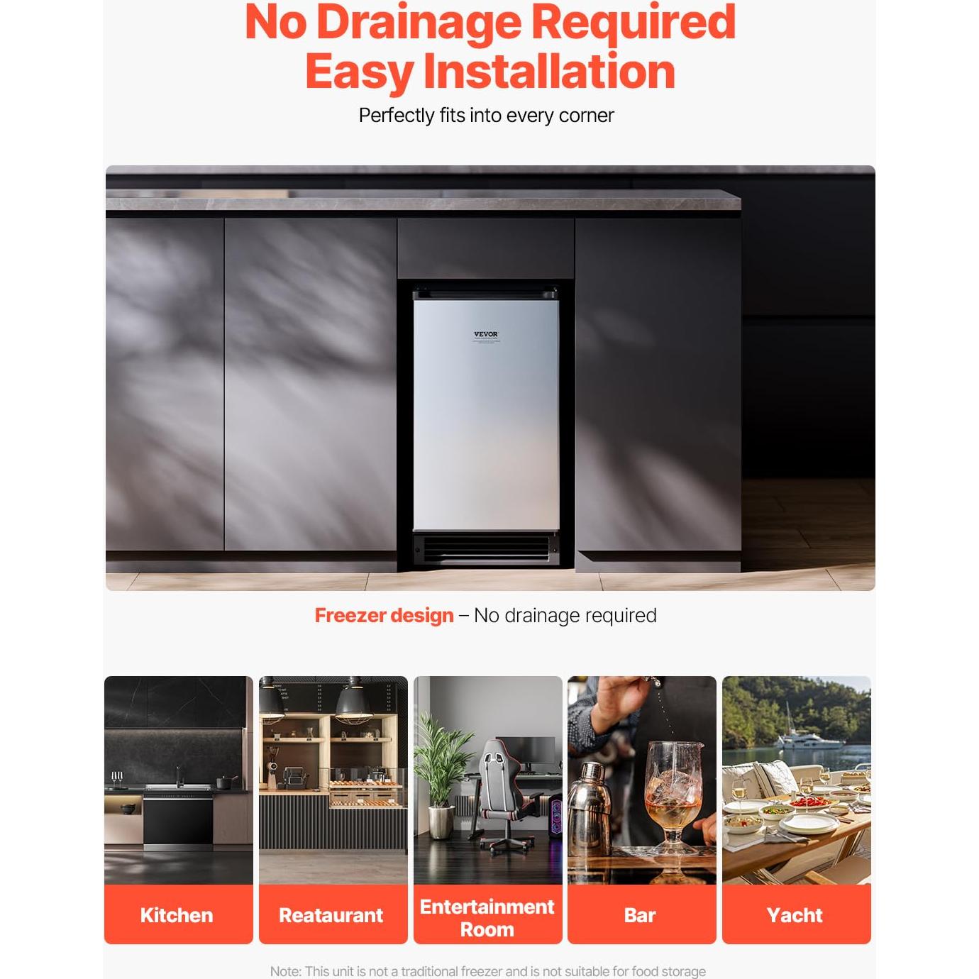 Máquina de Hielo Bajo Mostrador VEVOR IMC25, 11.34 Kg/Día