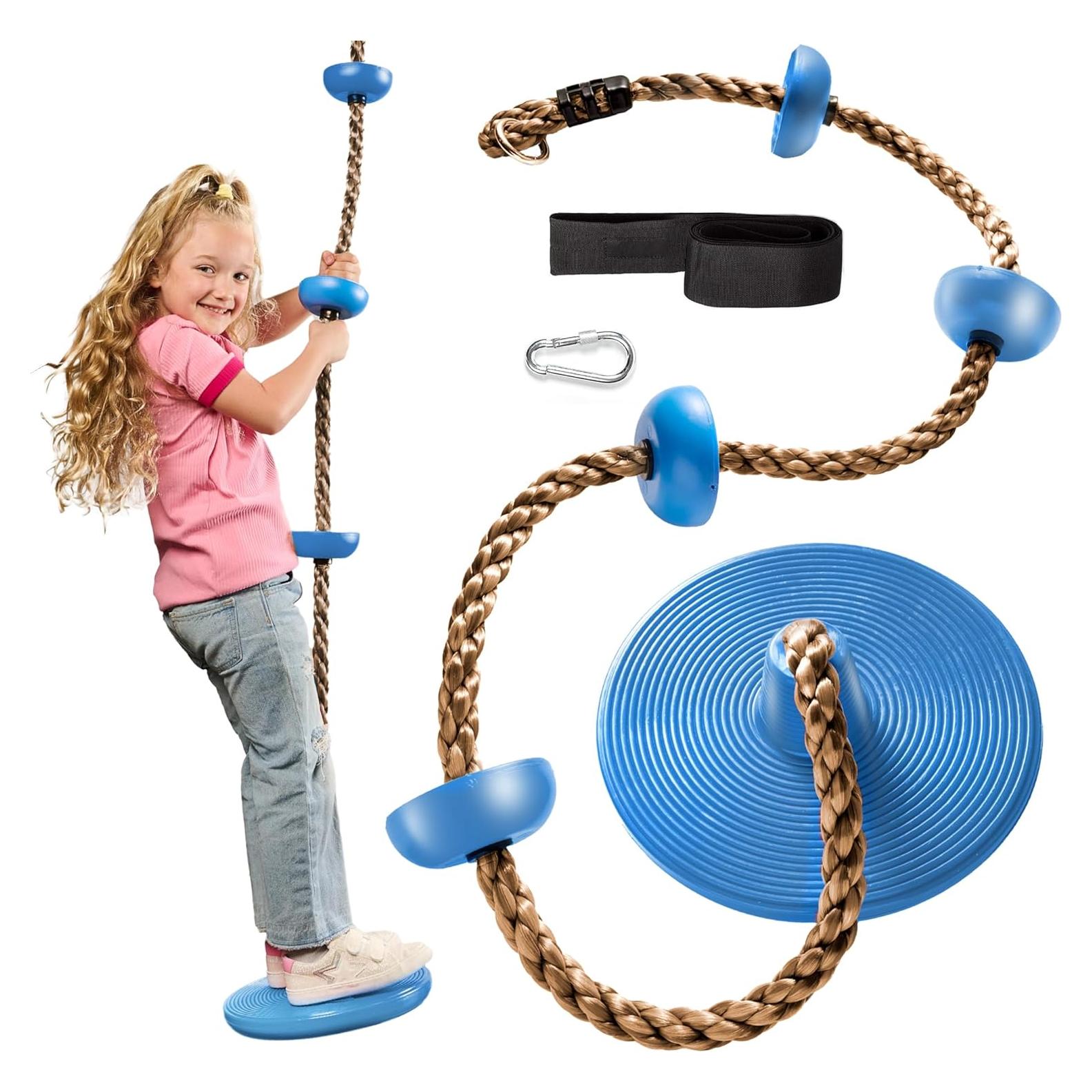 Columpio de Árbol Jungle Gym Kingdom con Asiento Disco Azul