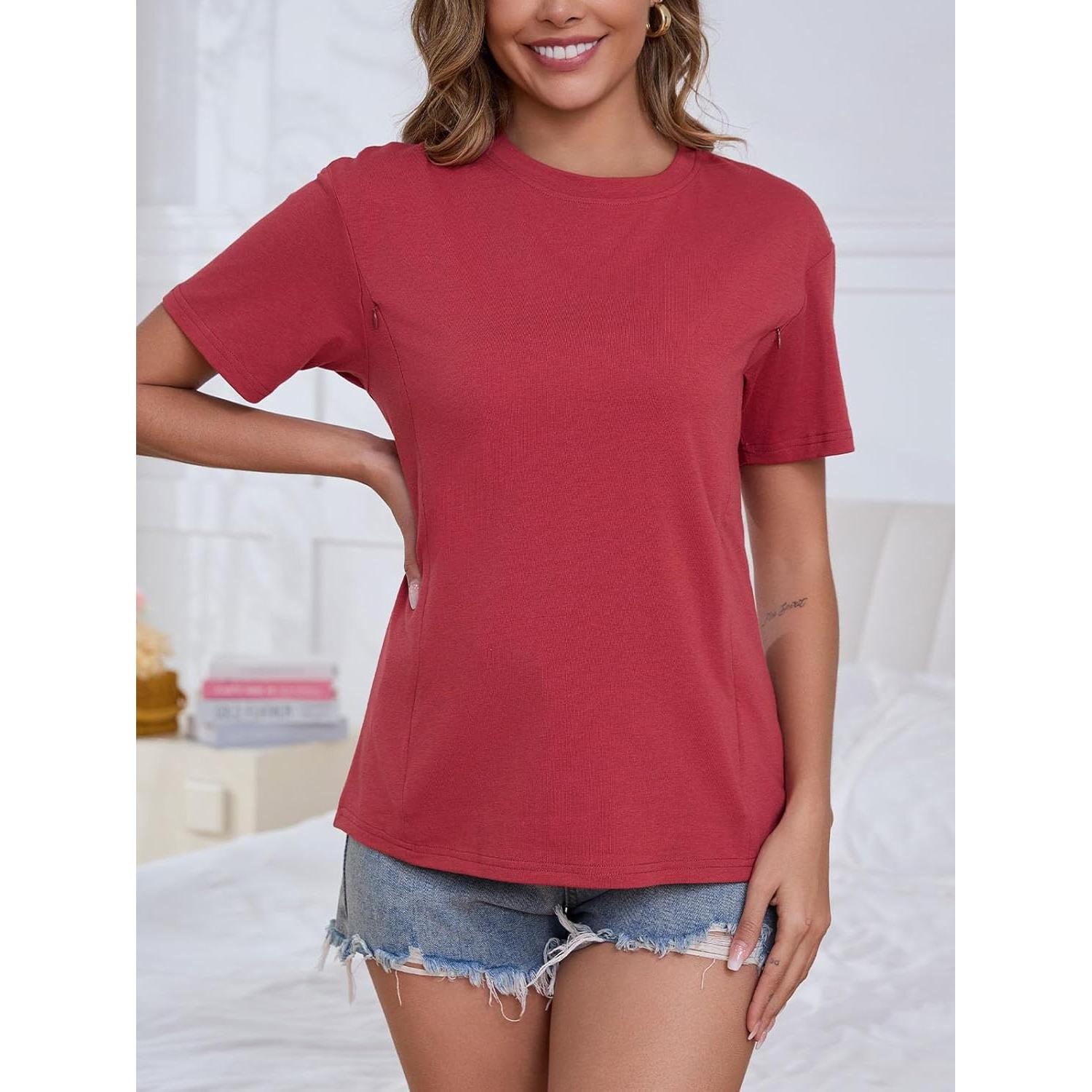 Camisas de Lactancia Ecavus con Cremallera Oculta Suaves