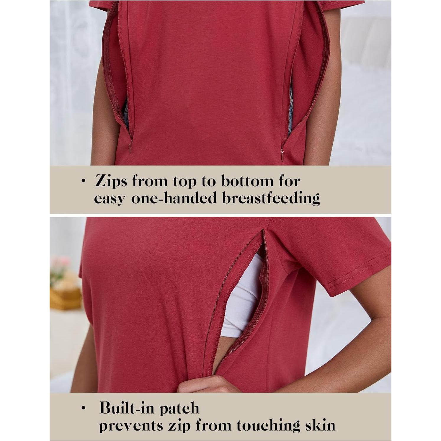 Camisas de Lactancia Ecavus con Cremallera Oculta Suaves