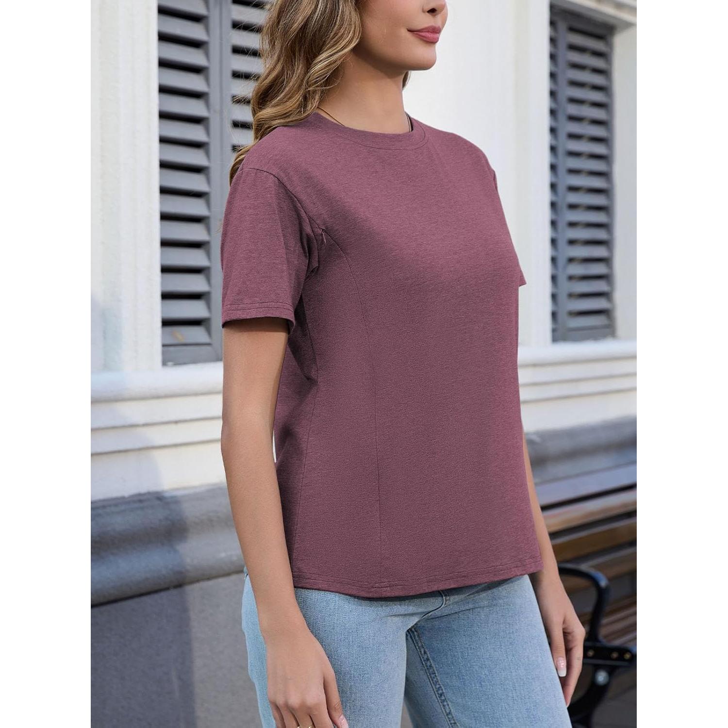 Camisa de Lactancia Ecavus Grande Vino Melange con Cremallera Oculta